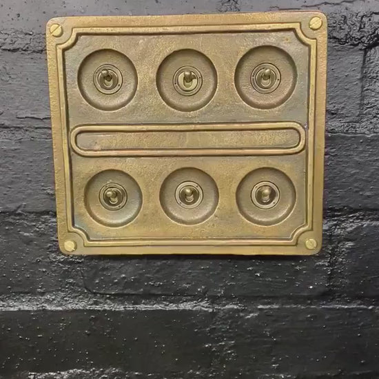 6 Gang 2 Way Bronze Solid Cast Metal Light Switch Industrial - BS EN Approved Vintage Crabtree 1950’s Style