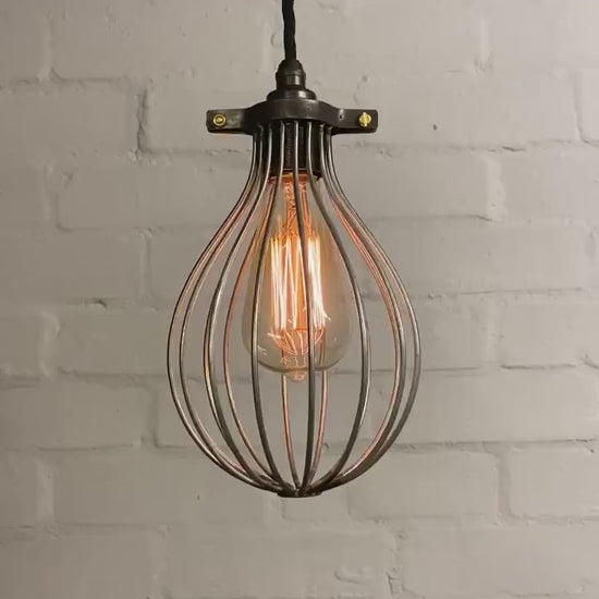 Buxton ~ Maxlume Industrial Balloon Cage Pendant Set Light | Ceiling Dining Room | Kitchen Table | Vintage Edison Filament Bulb