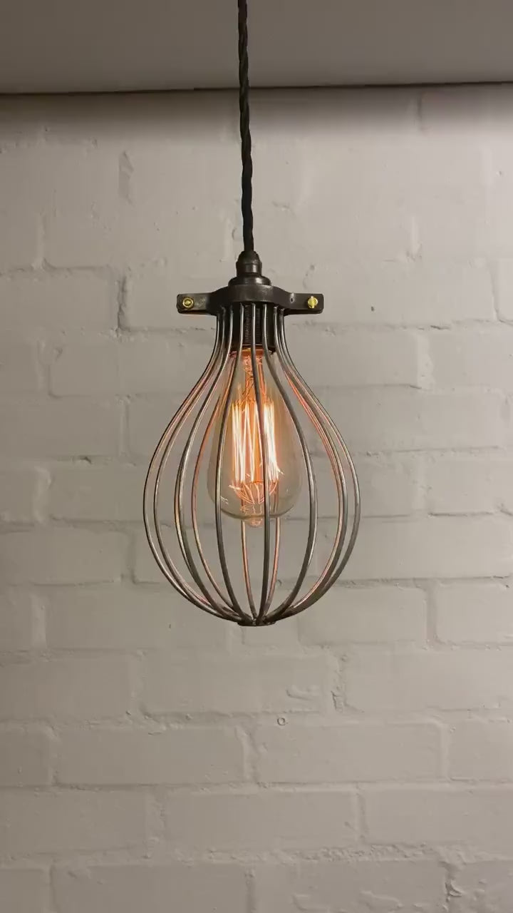 Buxton ~ Maxlume Industrial Balloon Cage Pendant Set Light | Ceiling Dining Room | Kitchen Table | Vintage Edison Filament Bulb