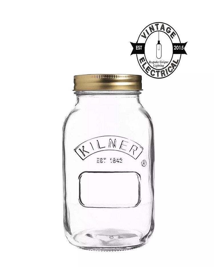 Kelling ~ Kilner Jar Pendant Set | Dining Room | Kitchen Table Light | Hanging Vintage Mason | Retro 1 x Edison Filament Bulb