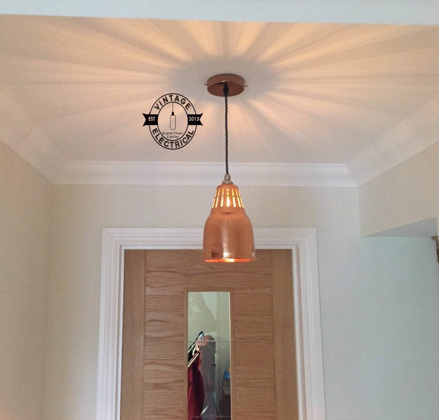 Coltishall ~ Solid Copper Drop Industrial Shade Pendant Set Light | Ceiling Dining Room | Kitchen Table | Vintage 1 x Edison Bulb | 6 Inch