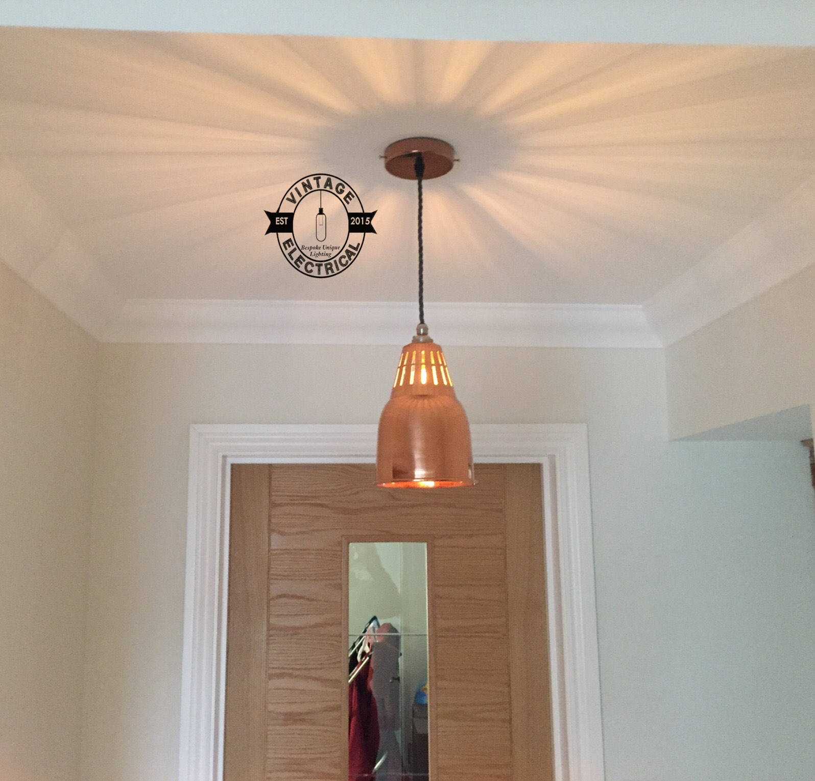Coltishall ~ Solid Copper Drop Industrial Shade Pendant Set Light | Ceiling Dining Room | Kitchen Table | Vintage 1 x Edison Bulb | 6 Inch