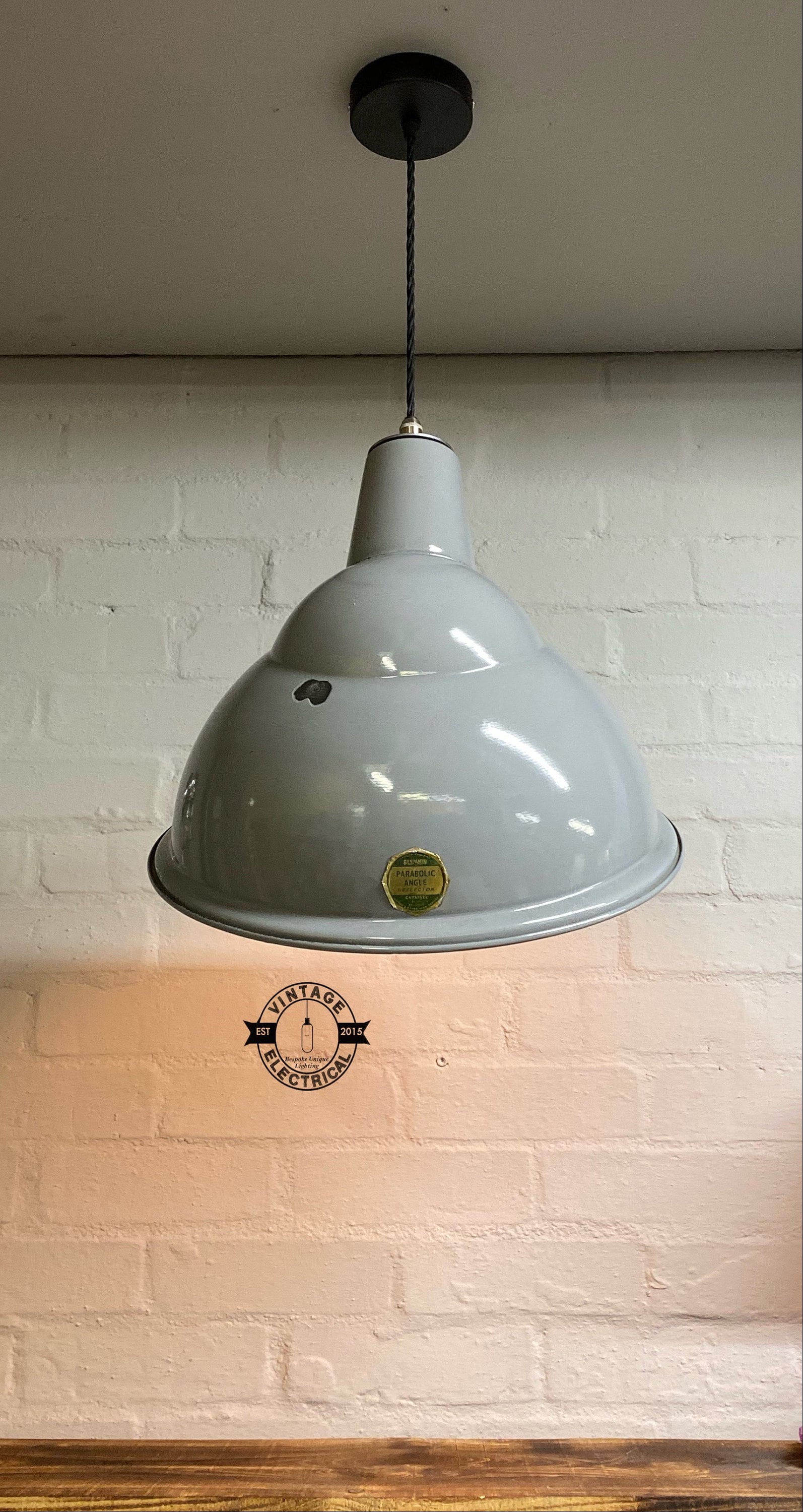 Benjamin XL 1950s Industrial Parabolic Shade Pendant Set Light | Ceiling Dining Room Kitchen Table | Vintage 1 x Edison Filament Bulb Lamp