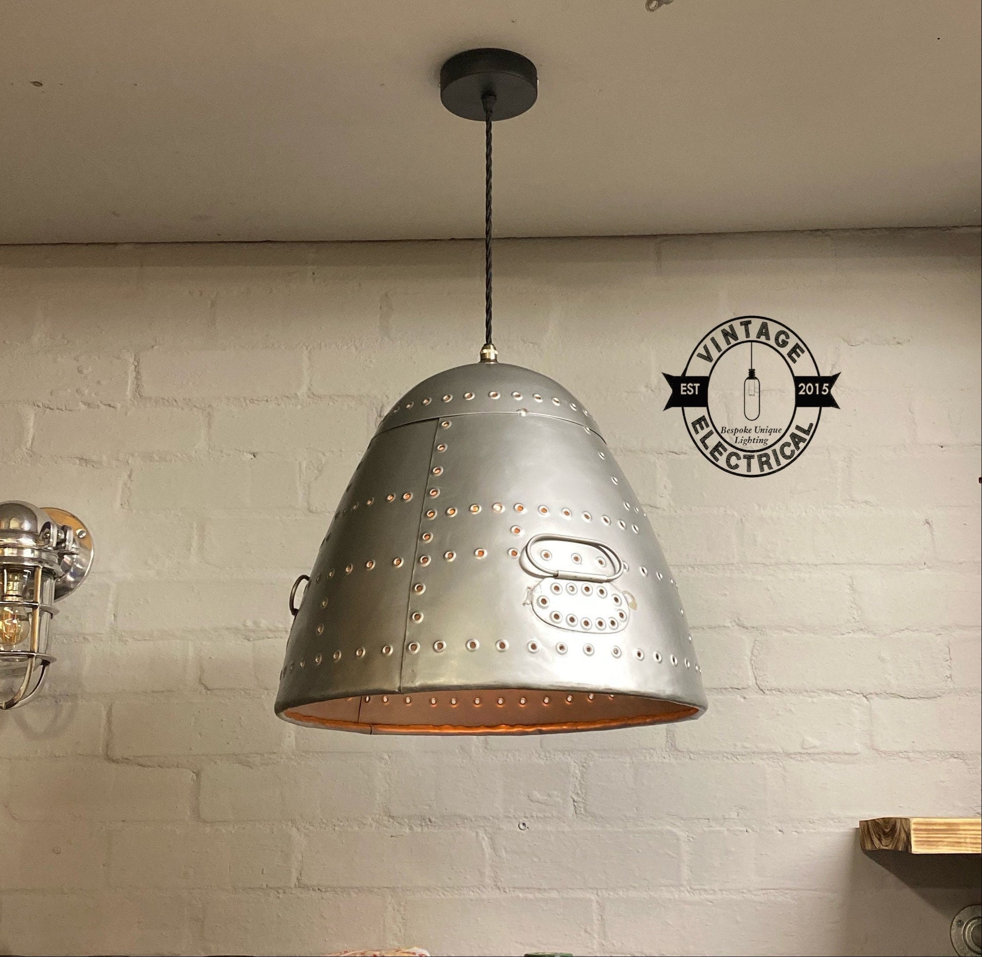 Marham ~ Aircraft Nose Cone Industrial Shade Pendant Set Light | Ceiling Dining Room | Kitchen Table | Vintage 1 x Edison Filament Bulb