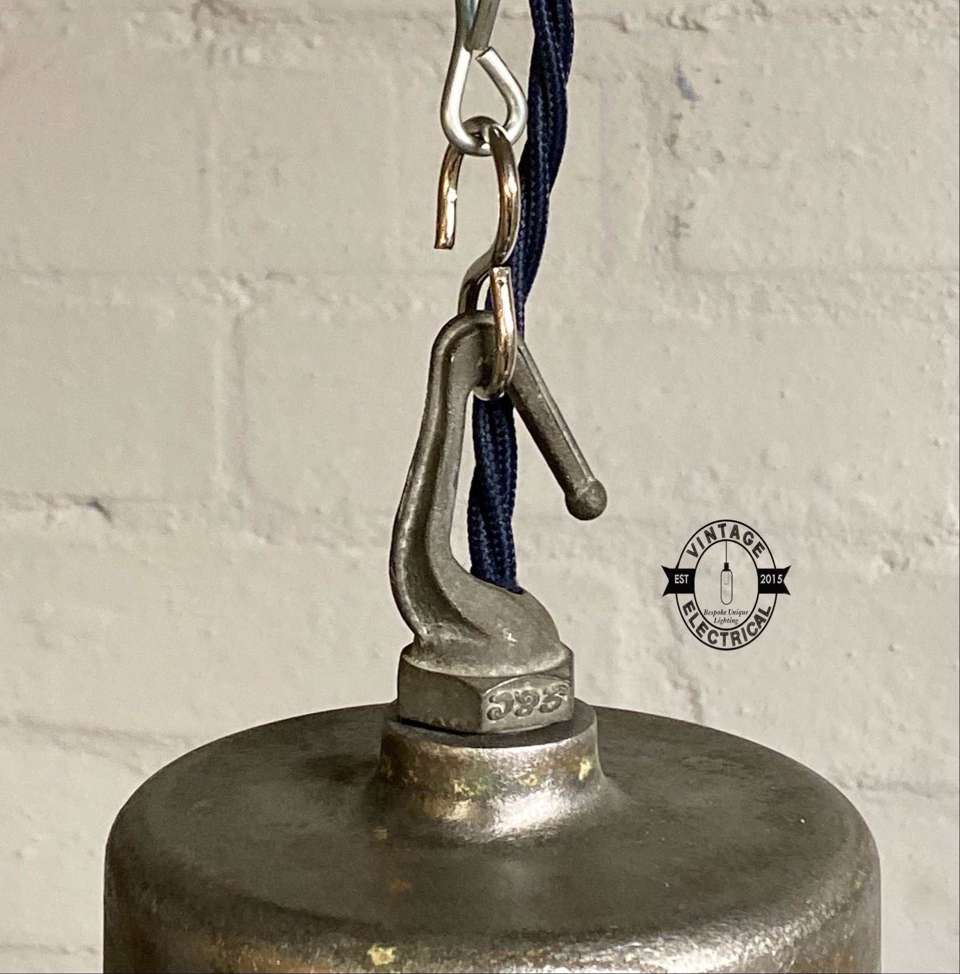 G.E.C 1930s Green Industrial Enamel Shade Pendant Set Light | Ceiling Dining Room Kitchen Table | Vintage 1 x Edison Filament Bulb Lamp