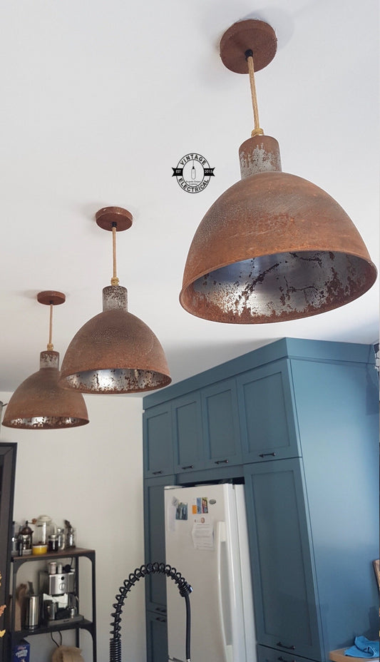 Warham ~ Rusted Solid Steel Industrial Shade Light | Ceiling Dining Room | Kitchen Table | Vintage **Shade Only**