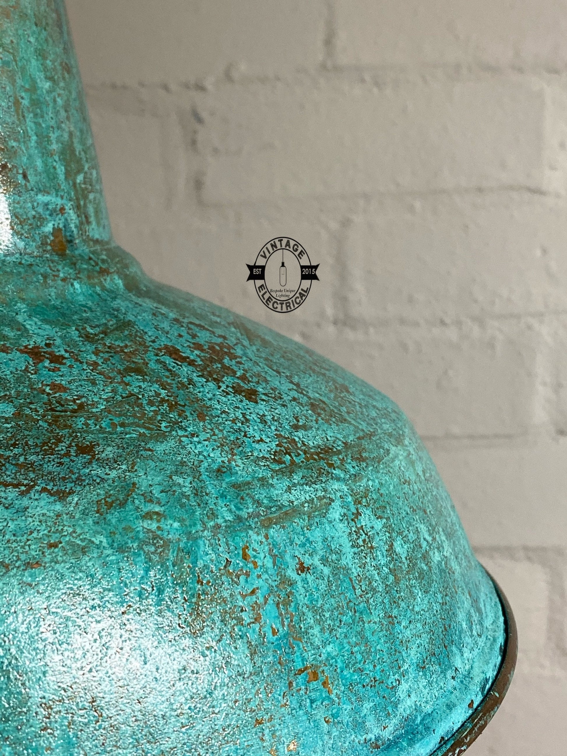 Filby ~ Solid Copper Verdigris Patina Reflector Shade Pendant Set Light | Ceiling Dining Room | Kitchen Table | Vintage Bulb | 12.5 Inch
