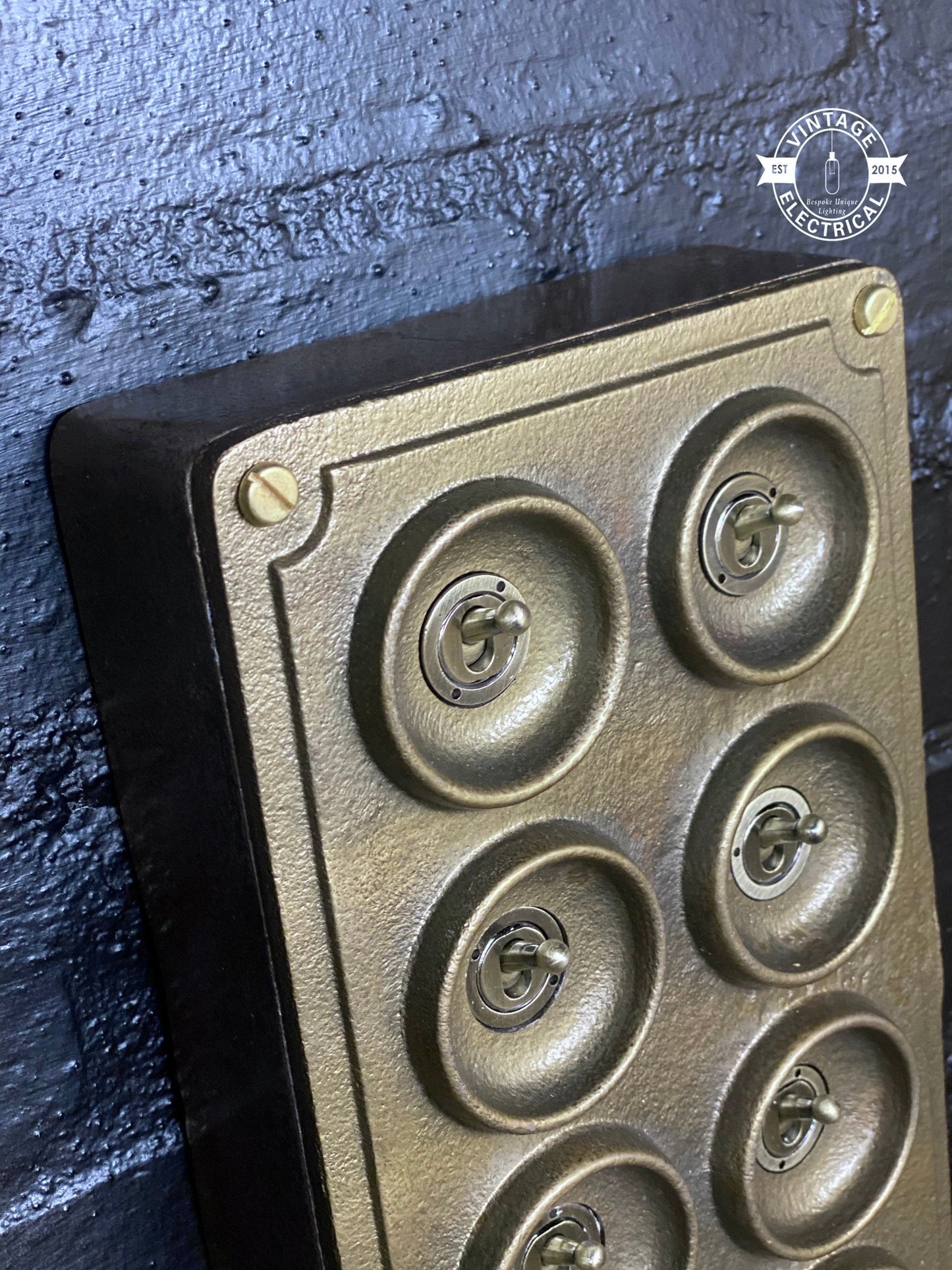 8 Gang 2 Way Bronze Solid Cast Metal Light Switch Industrial - BS EN Approved Vintage Crabtree 1950’s Style