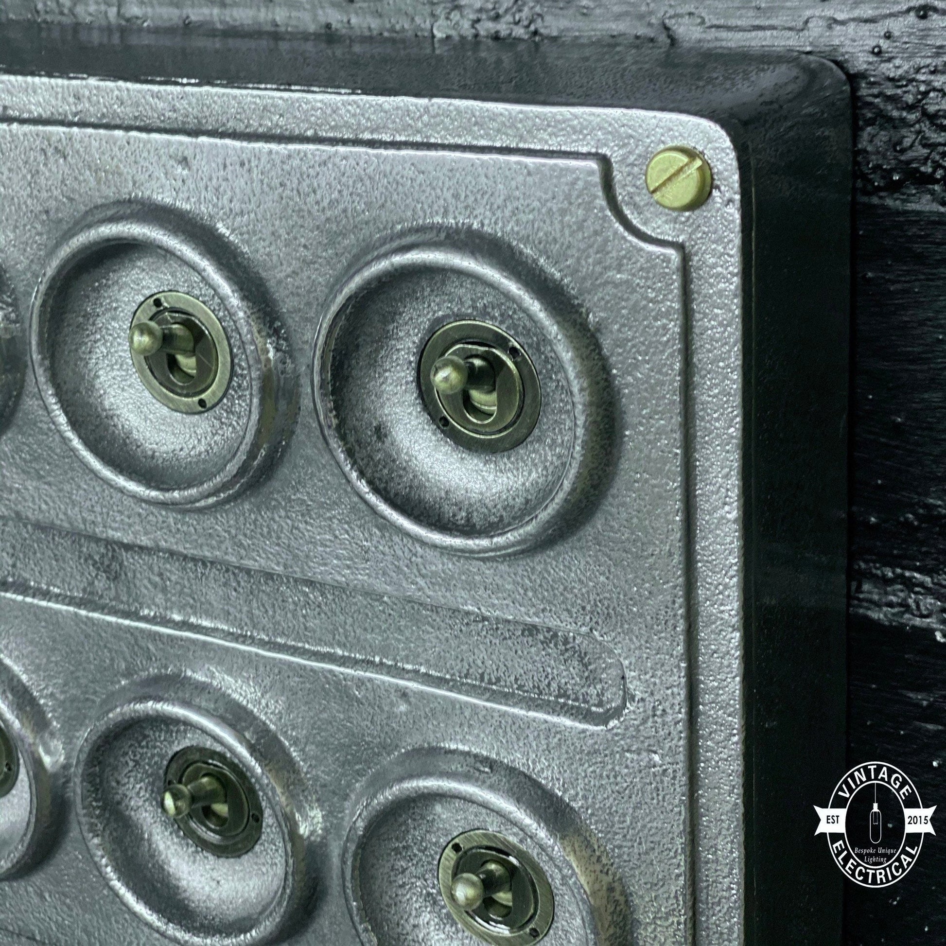 6 Gang 2 Way Solid Cast Metal Conduit Light Switch Industrial - BS EN Approved Vintage Crabtree 1950’s Style
