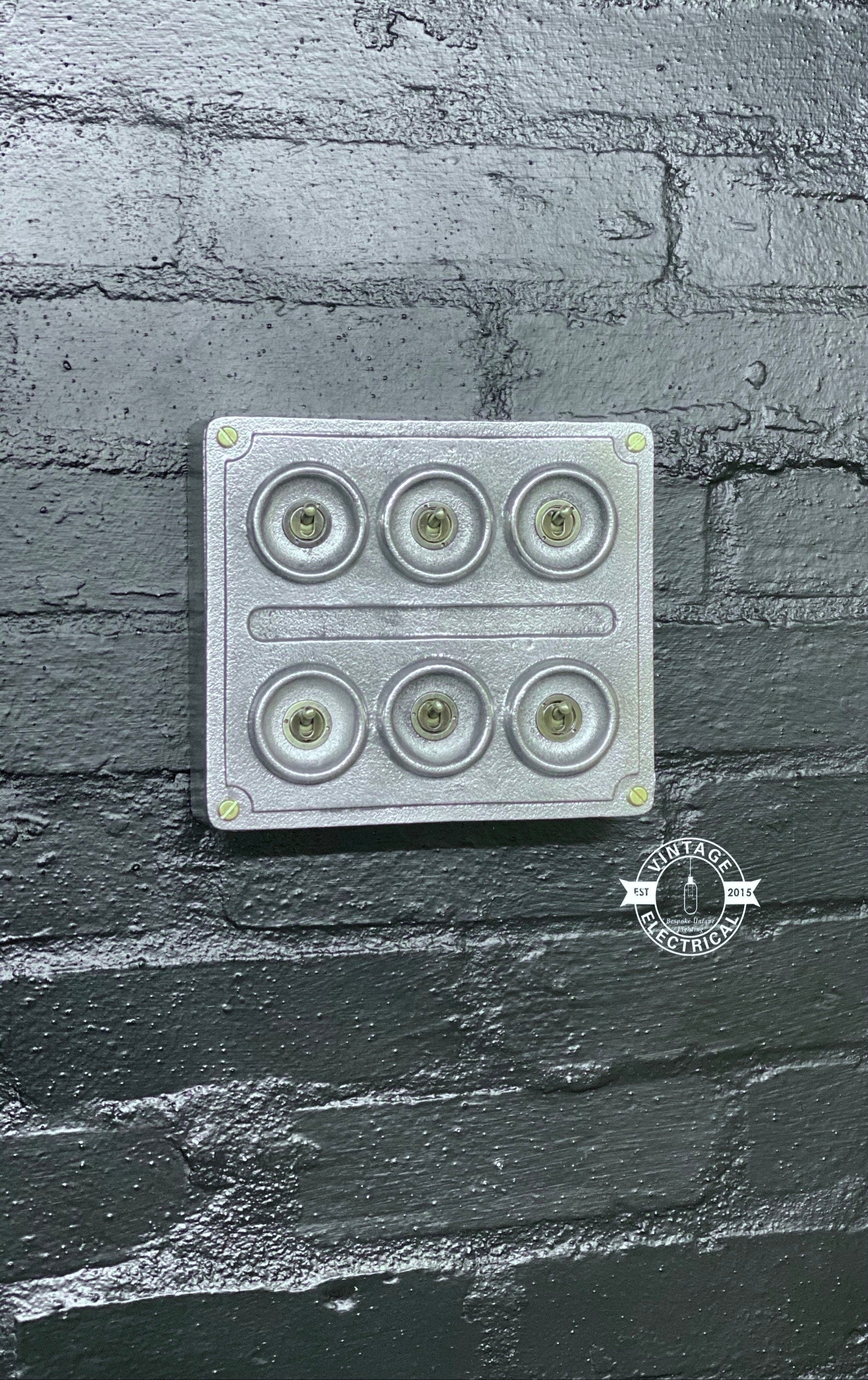 6 Gang 2 Way Solid Cast Metal Conduit Light Switch Industrial - BS EN Approved Vintage Crabtree 1950’s Style