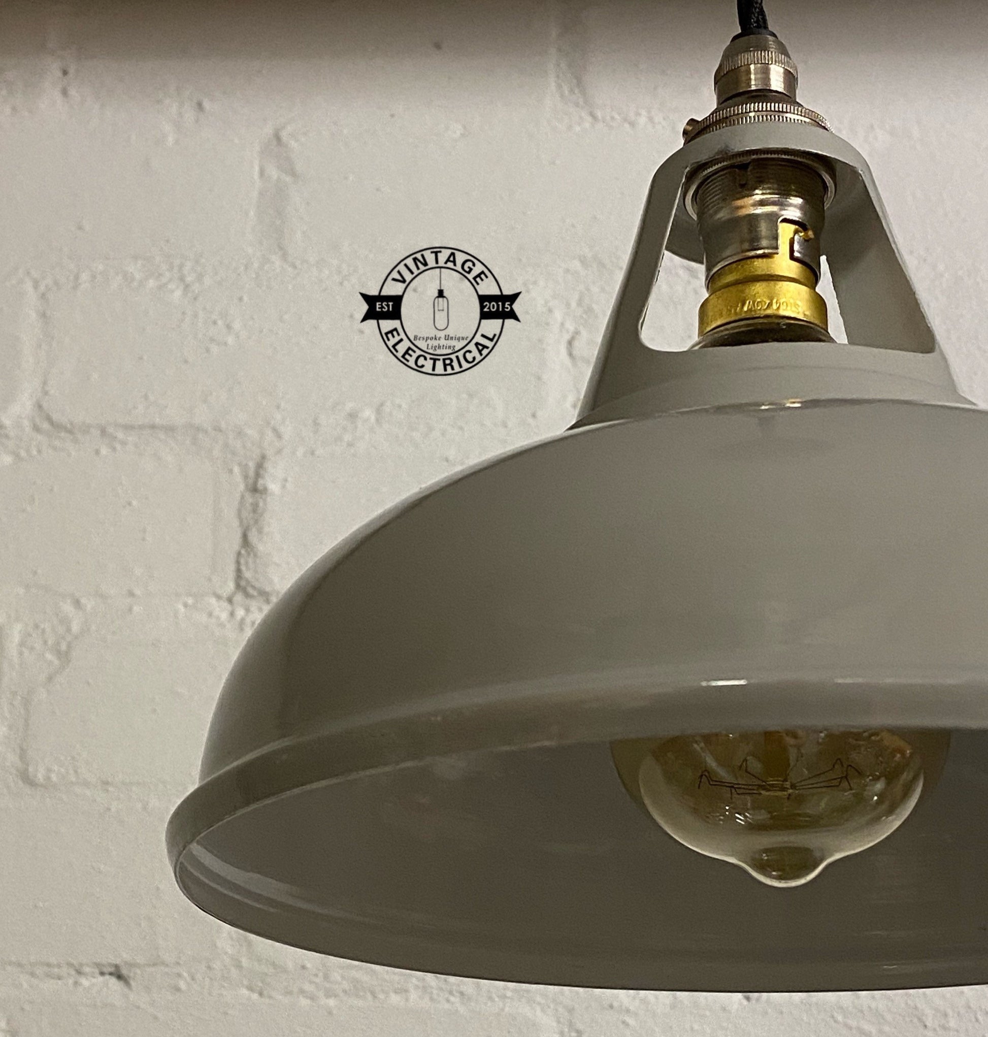 Cawston ~ Original Grey Solid Industrial Coolicon Shade Pendant Set Light | Ceiling Dining Room | Kitchen Table | Vintage 1 x Filament Bulb