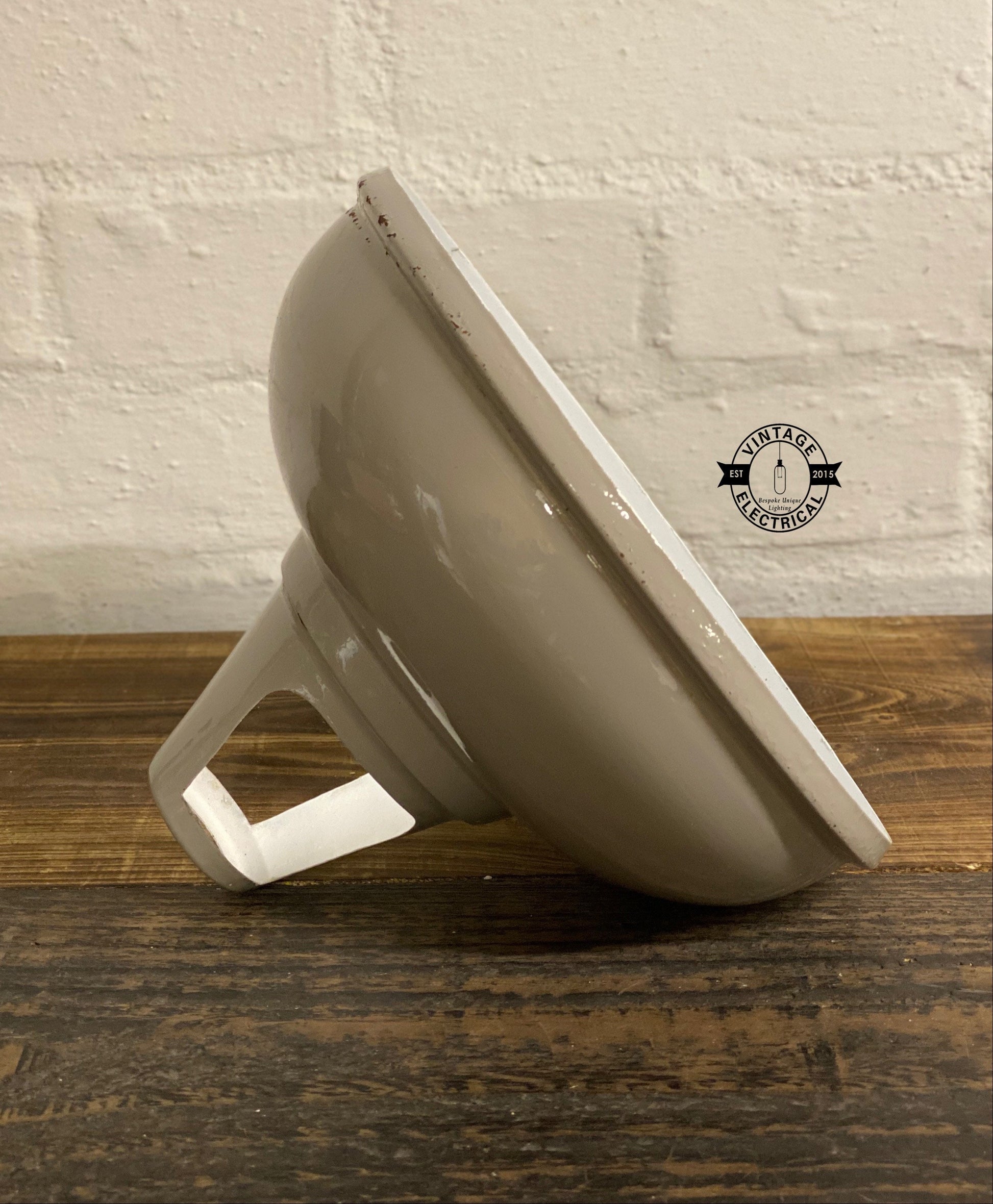 Cawston ~ **Worn** Small Original Grey Solid Coolicon Shade 1933 Design Pendant Set Light | Ceiling Dining Room | Kitchen Table