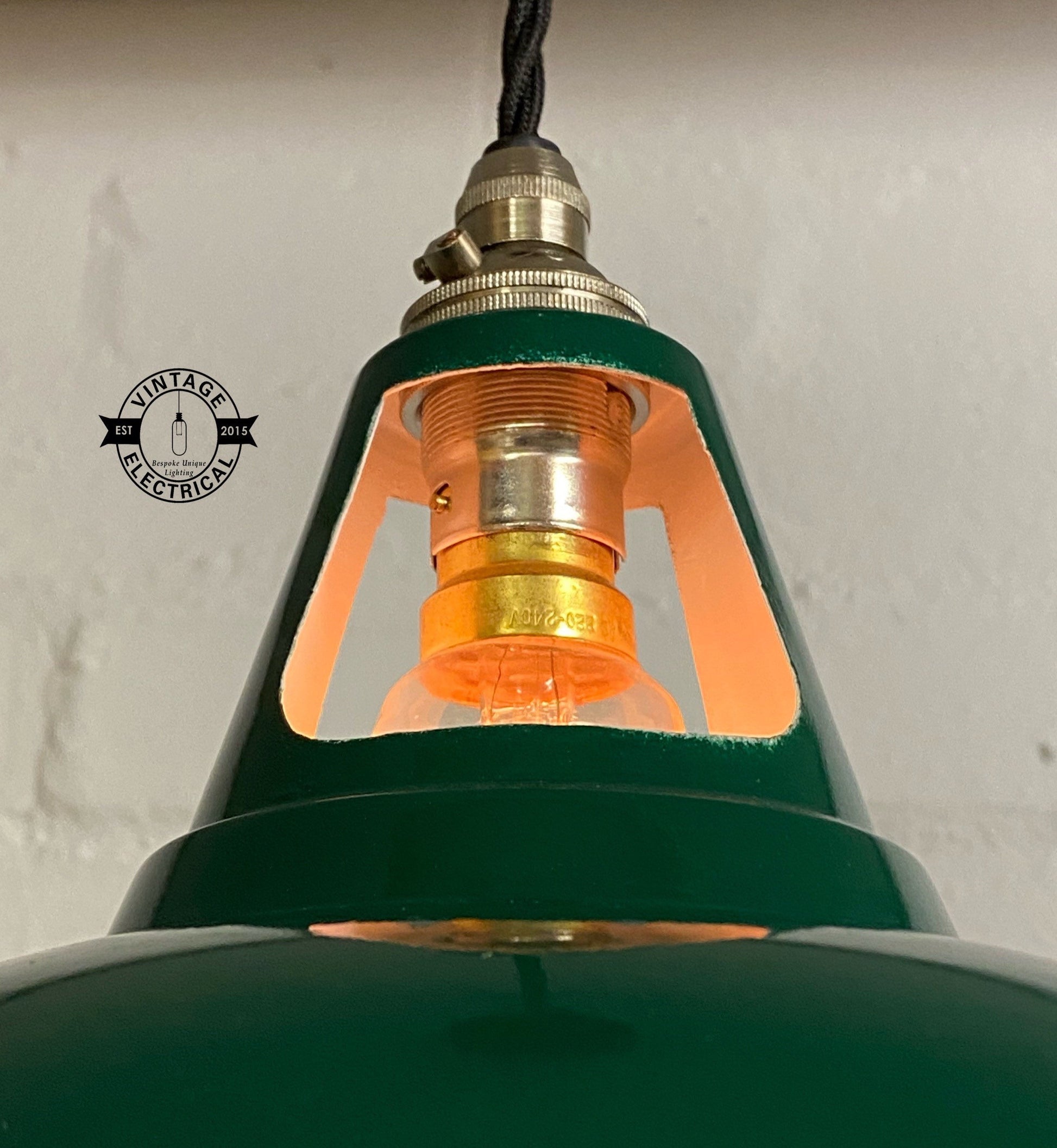Cawston ~ Small Racing Green Solid Shade 1932 Design Pendant Set Light | Ceiling Dining Room | Kitchen Table | ** Vintage Look **