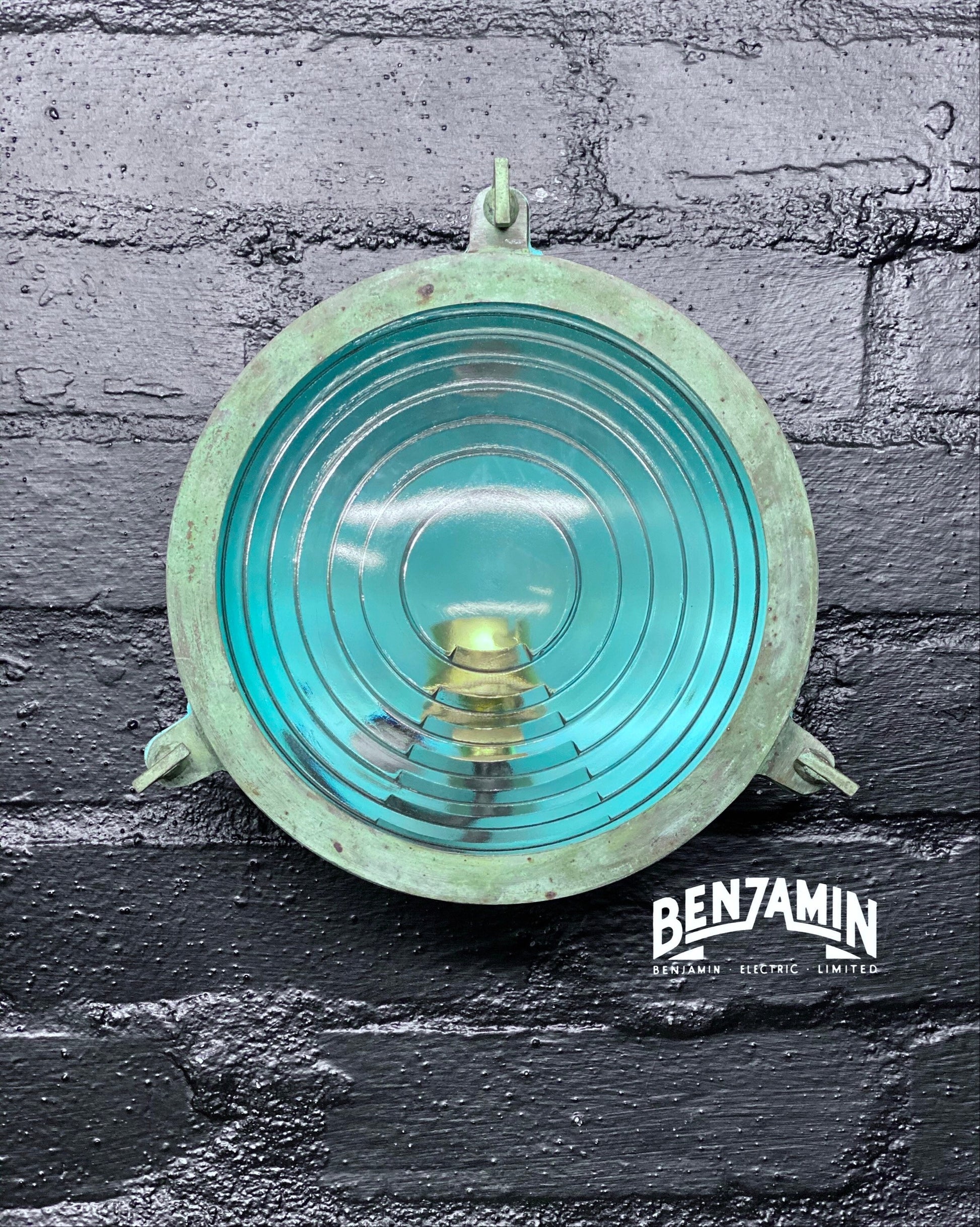 Wroxham ~ Bulkhead Verdigris Solid Brass Round Wall Light | Ceiling Bathroom | Outdoor Garden