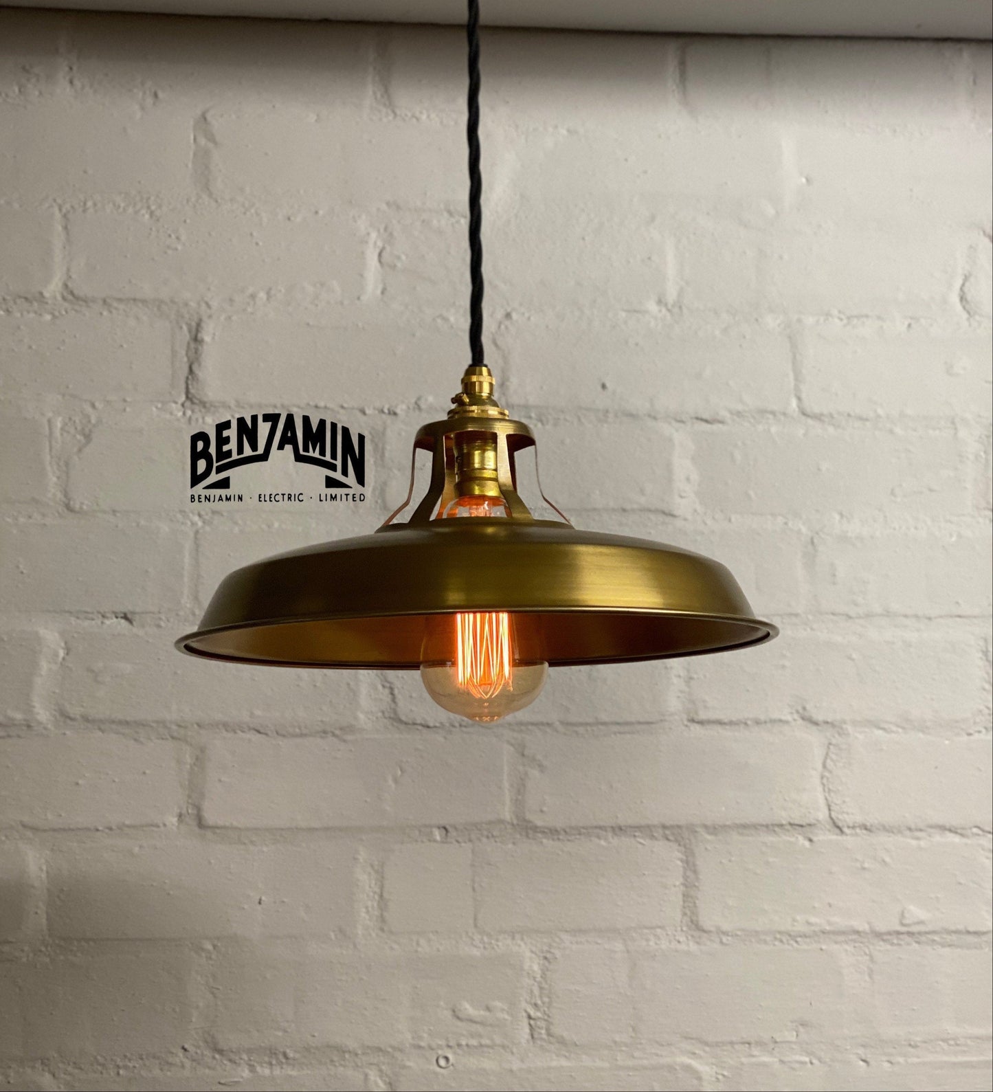 Bramerton ~ Antique Brass Benflux Coolicon Industrial Shade 1926 Design Pendant Set Light | Ceiling Dining Room | Kitchen Table | Vintage