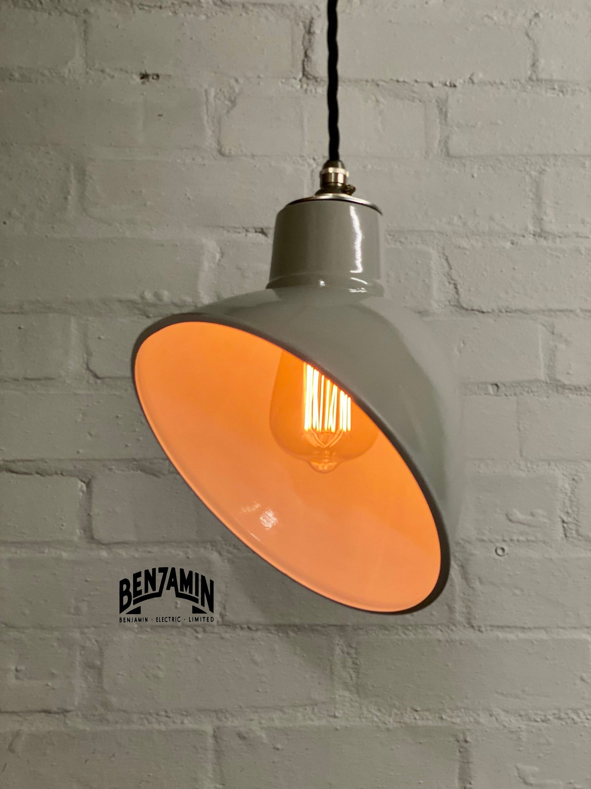 Stratton ~ Original Grey Solid Parabolic Shade Design Pendant Set Light | Ceiling Dining Room | Kitchen Table | Vintage Industrial