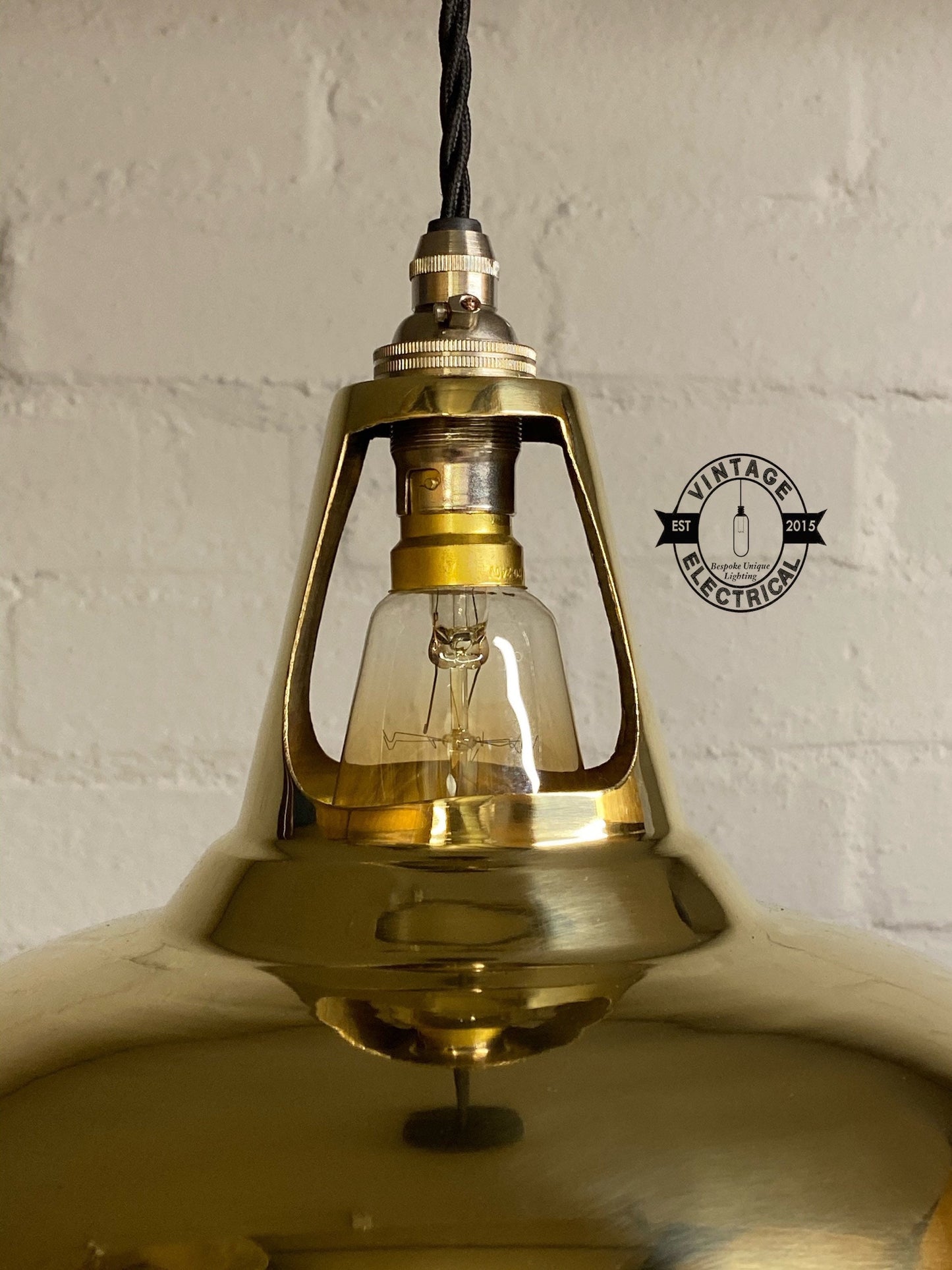 Cawston ~ Solid Brass Shade Original 1932 Design Pendant Set Light | Ceiling Dining Room | Kitchen Table | Vintage Industrial Gold