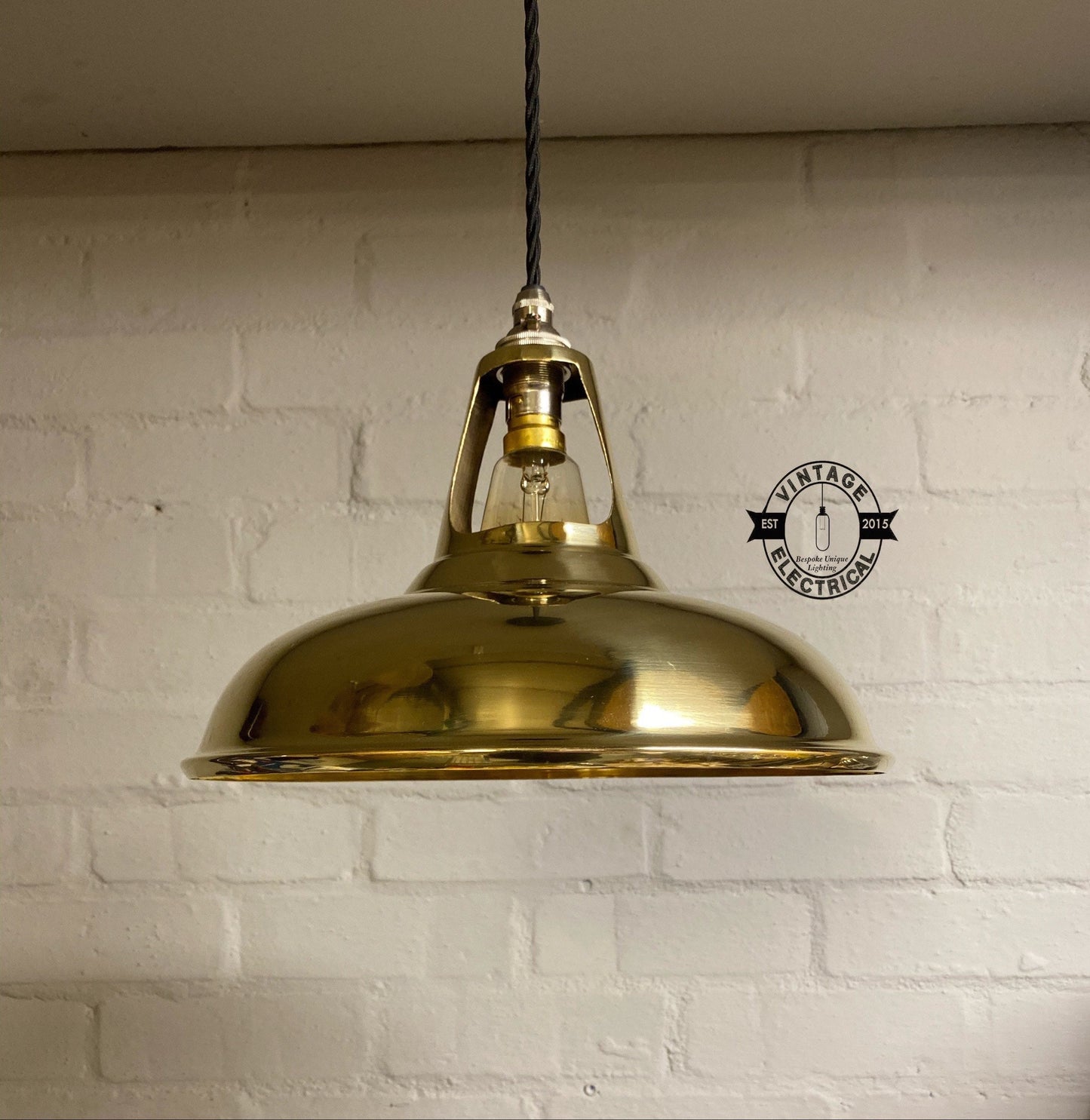 Cawston ~ Solid Brass Shade Original 1932 Design Pendant Set Light | Ceiling Dining Room | Kitchen Table | Vintage Industrial Gold