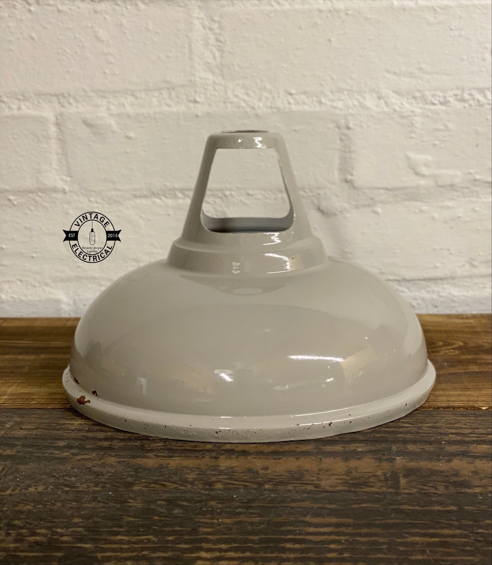 Cawston ~ **Worn** Small Original Grey Solid Coolicon Shade 1933 Design Pendant Set Light | Ceiling Dining Room | Kitchen Table