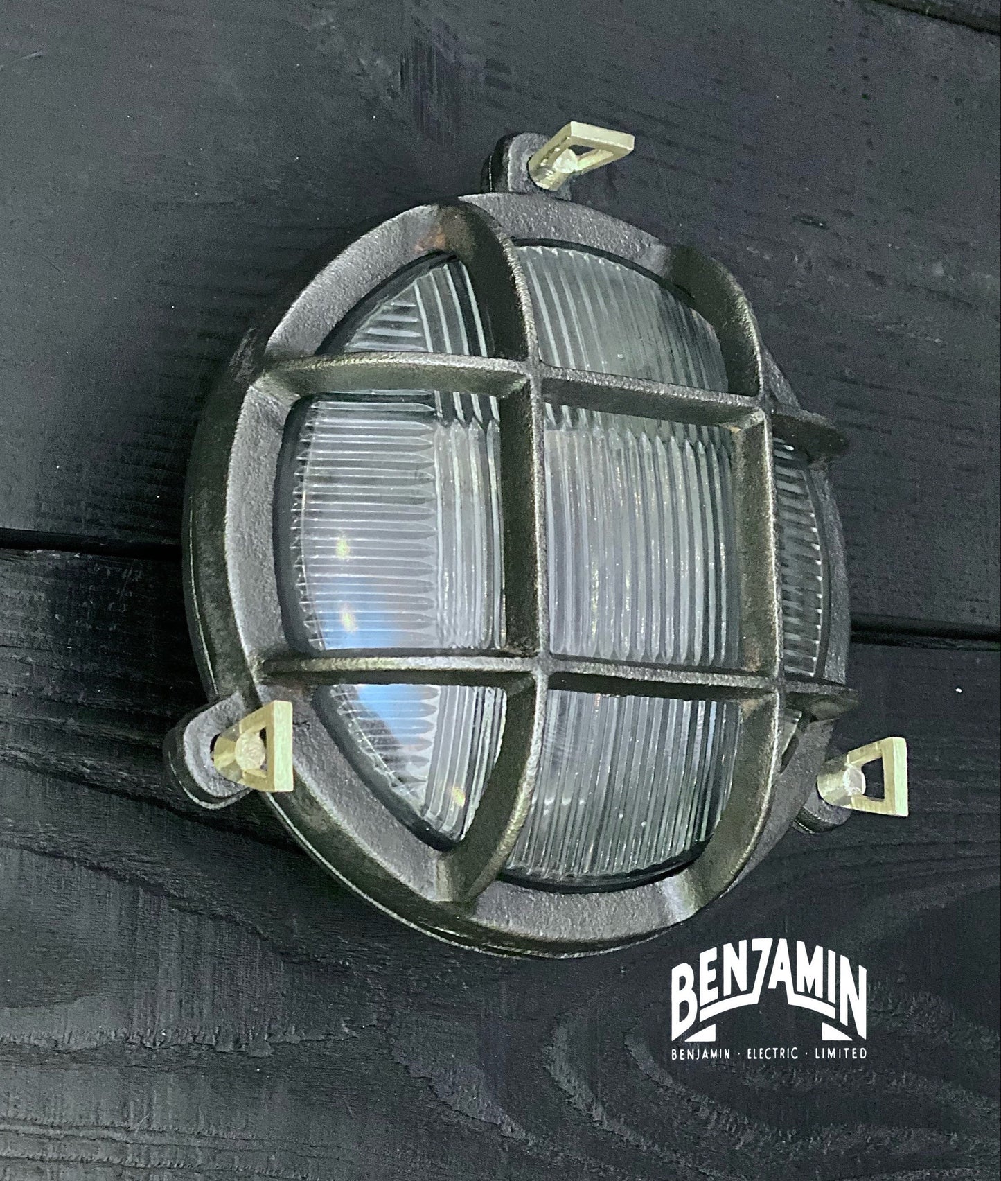 Wroxham ~ Black Cast Iron Caged Bulkhead Industrial Wall Light | Ceiling Bathroom | Outdoor Garden | Vintage 1 x Edison Filament Bulb