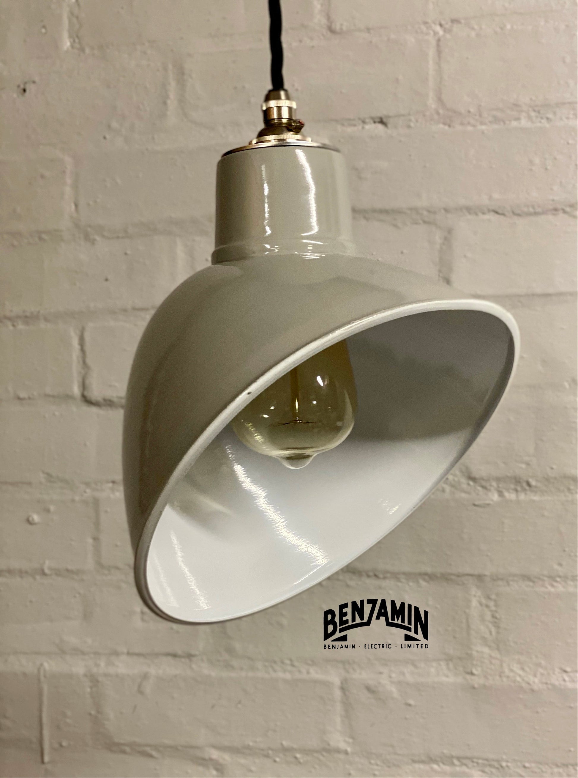 Stratton ~ Original Grey Solid Parabolic Shade Design Pendant Set Light | Ceiling Dining Room | Kitchen Table | Vintage Industrial