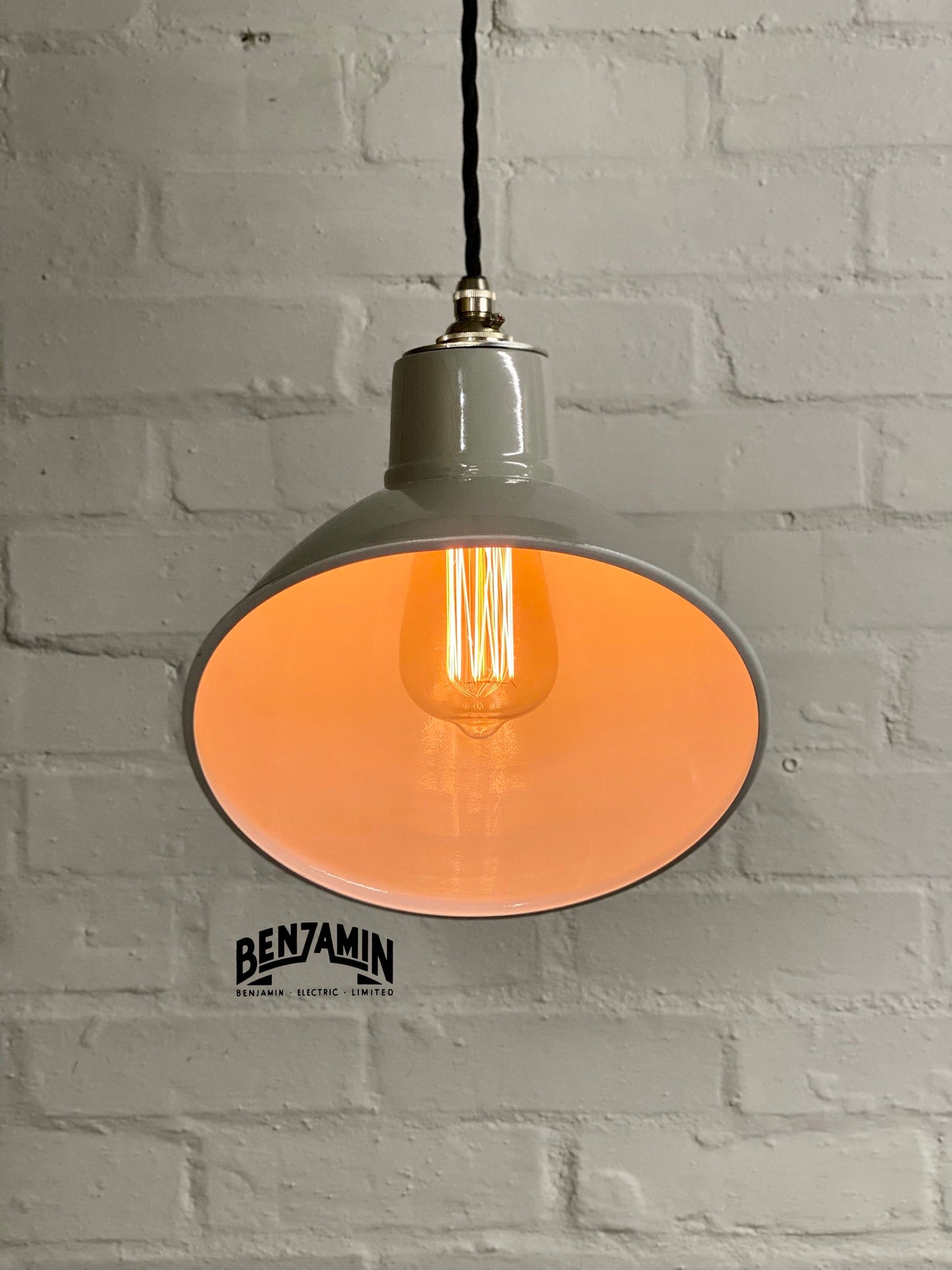 Stratton ~ Original Grey Solid Parabolic Shade Design Pendant Set Light | Ceiling Dining Room | Kitchen Table | Vintage Industrial