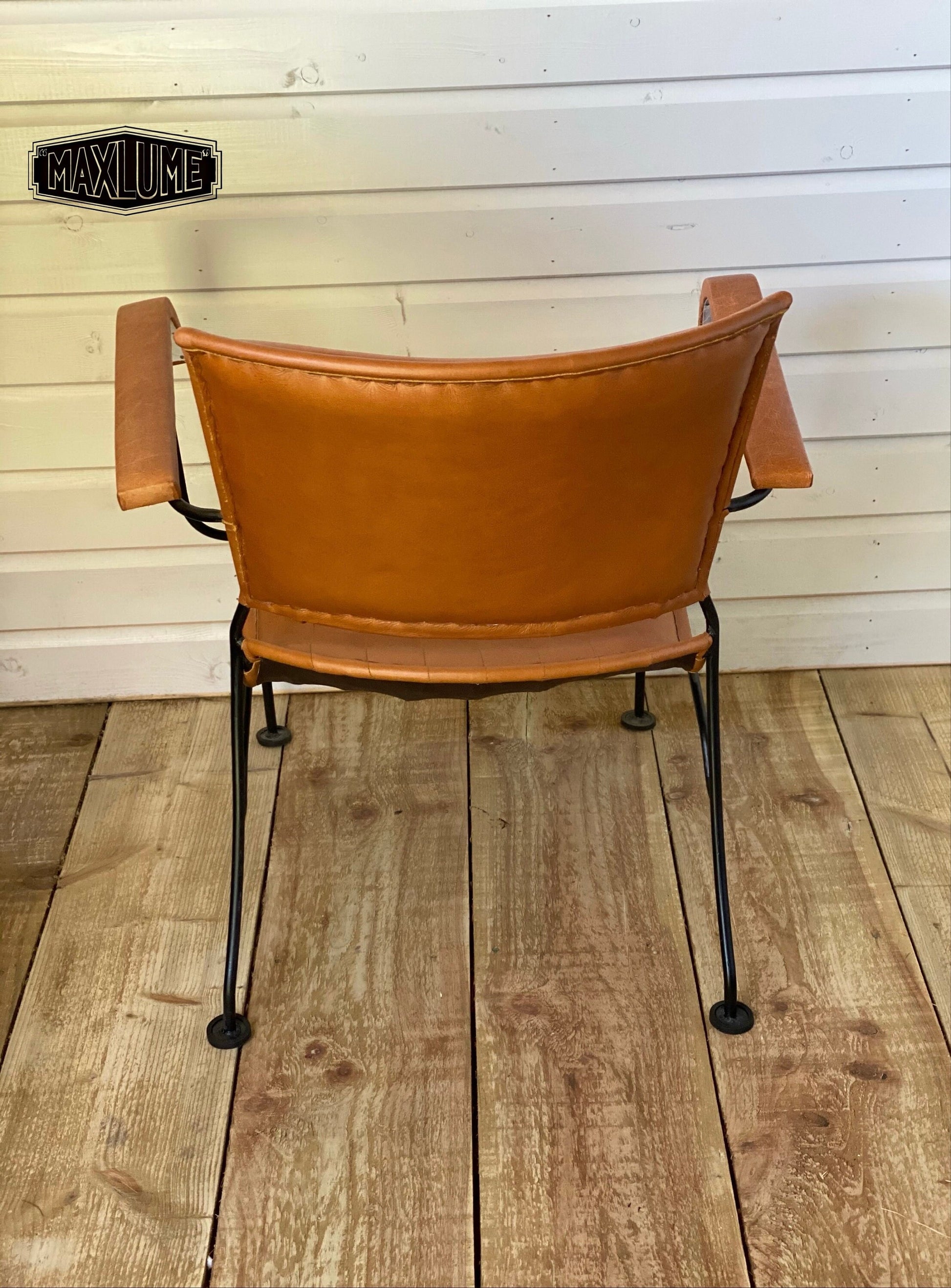 Maxlume ~ Lounger Chair Genuine Leather | Vintage Style | Solid Cast Metal | Floor Standing