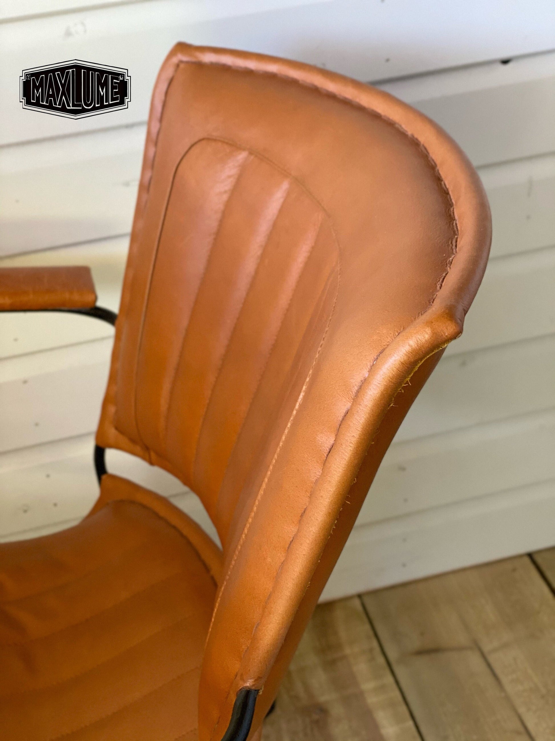 Maxlume ~ Lounger Chair Genuine Leather | Vintage Style | Solid Cast Metal | Floor Standing