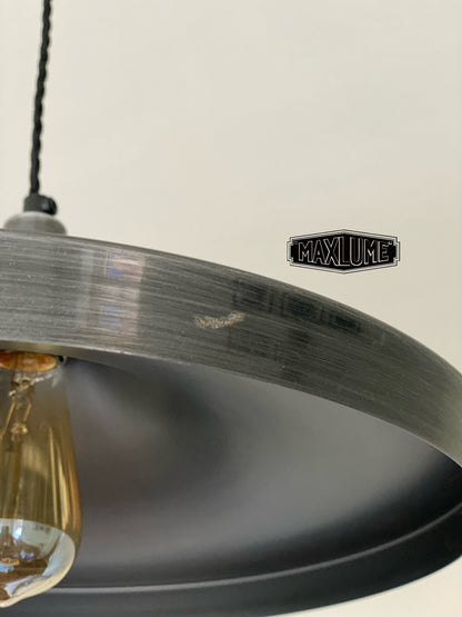 Beetley ~ Shade Only Pewter Grey Solid Steel Shade light | Industrial Factory ceiling dining room kitchen vintage beat