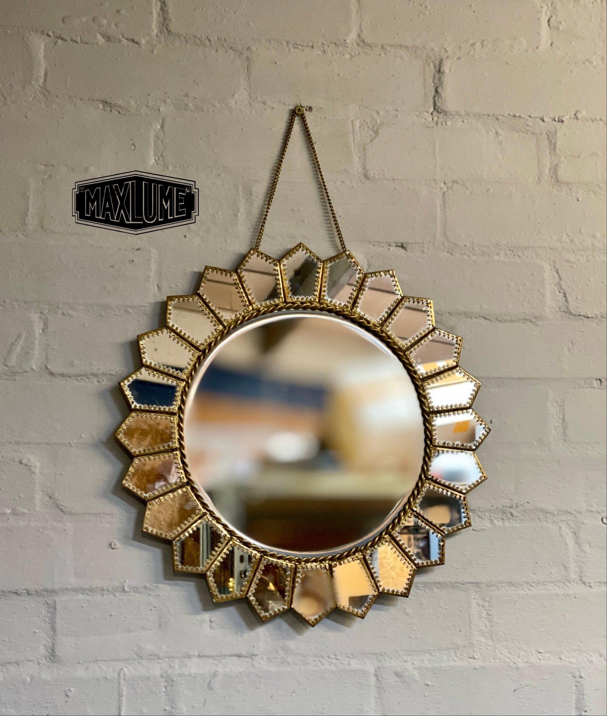 Maxlume ~ Handmade Round Flowering Wall Glass Mirror & Silver Mercury Antique Gold