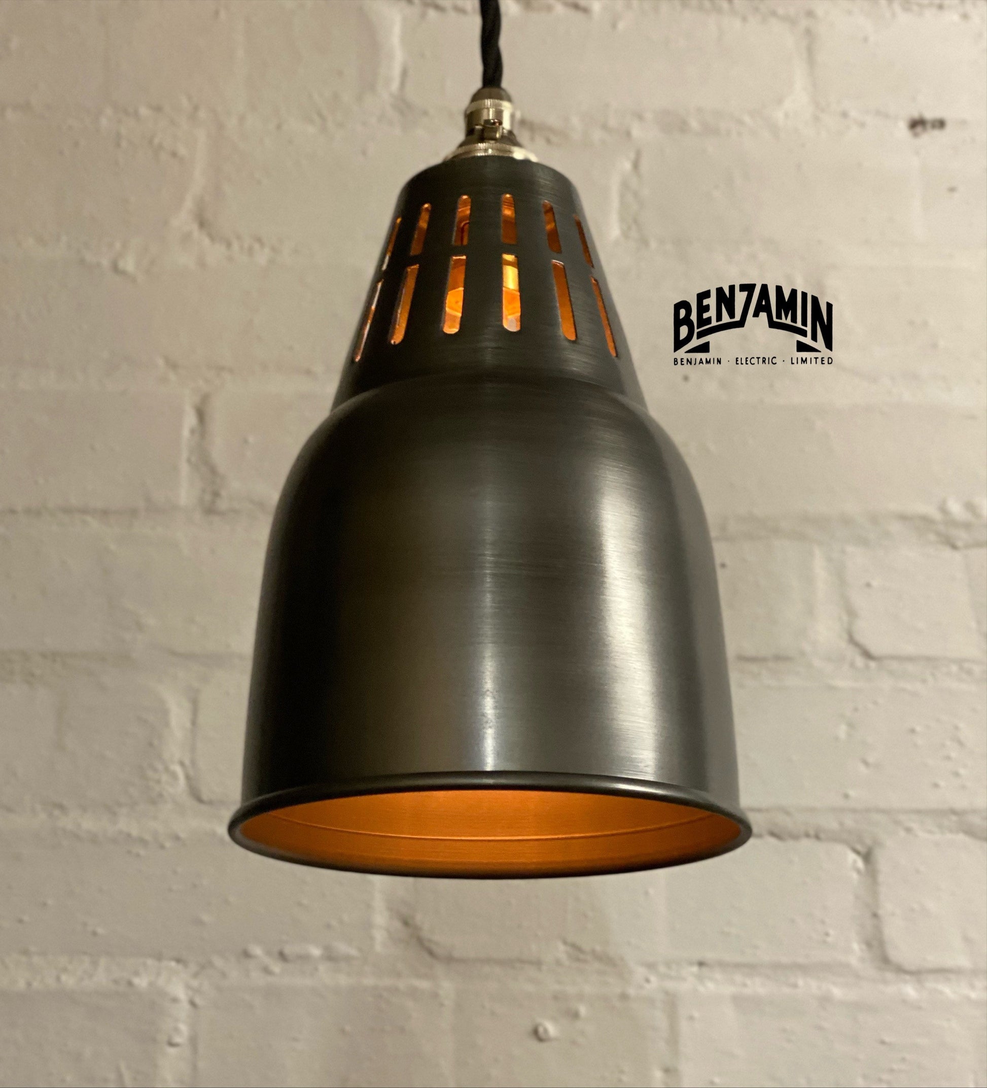 Coltishall ~ 3 x Pewter Grey Shades Design Pendant Set Track Light | Ceiling Dining Room | Kitchen Table | Vintage Industrial