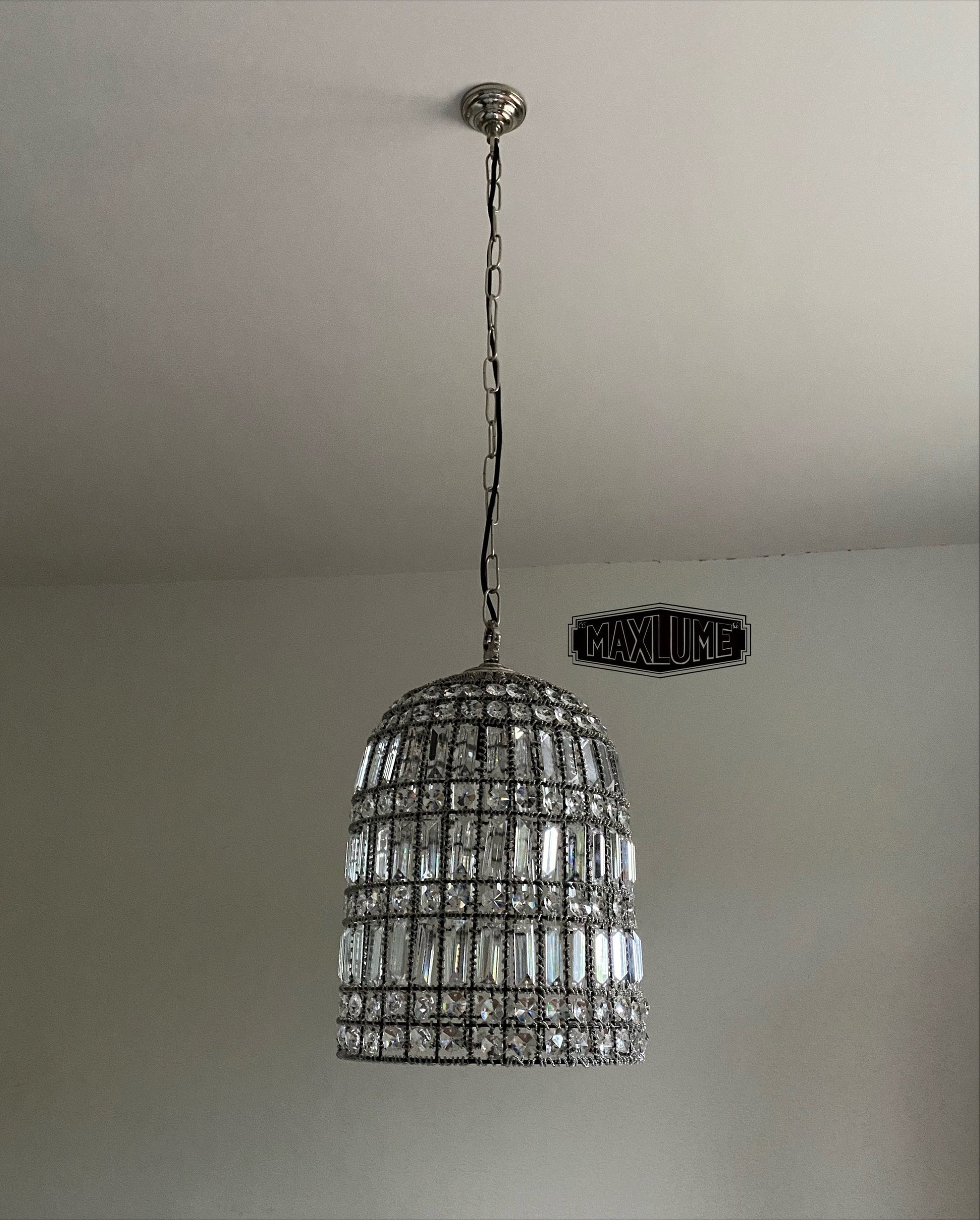 Bixley ~ XL French Glass Bird Cage Luxury Chandelier Light Dining Room Ceiling Pendant