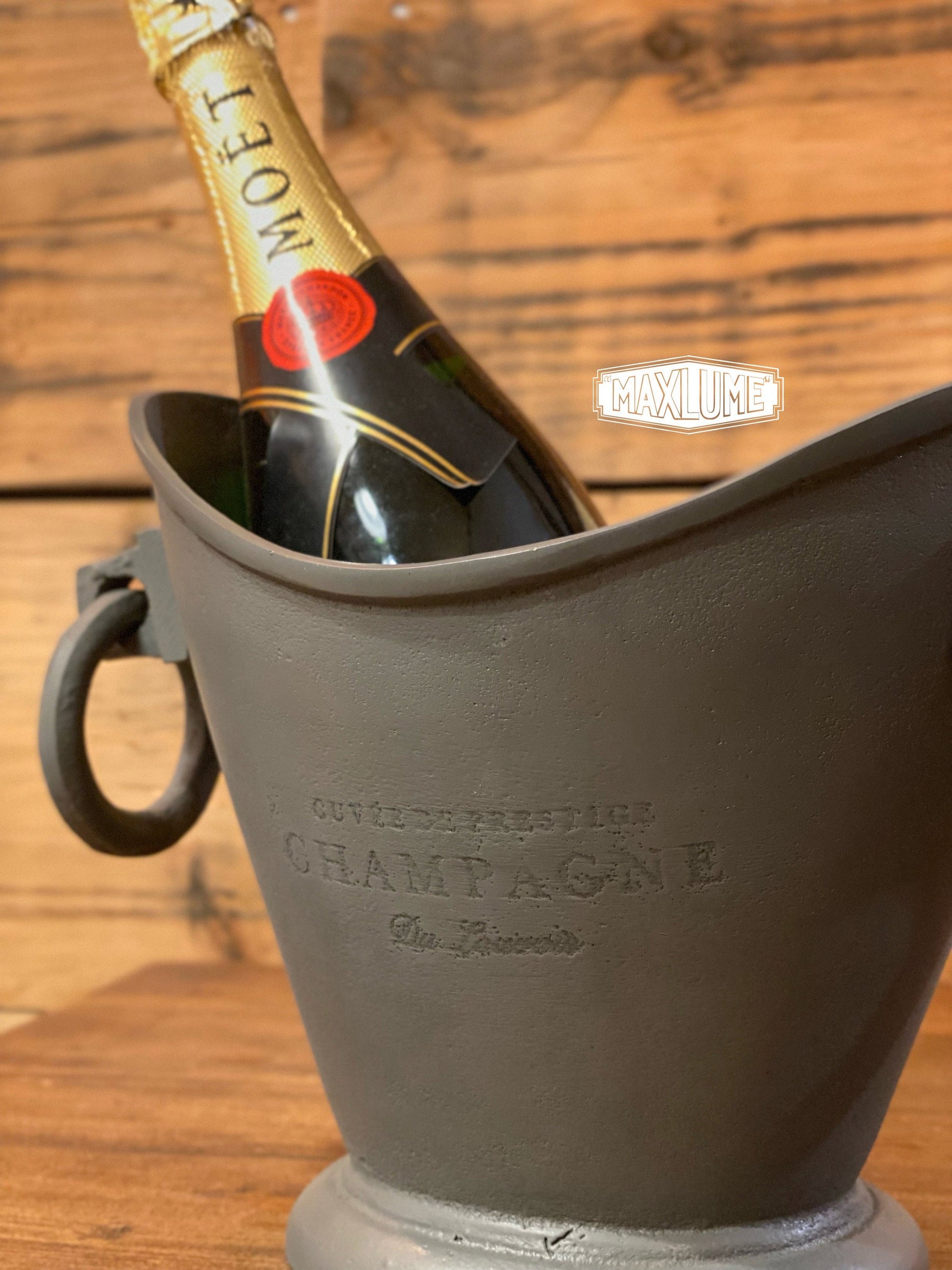 Maxlume ~ Great Gatsby ~ Solid Cast Engraved Champagne Ice Bucket