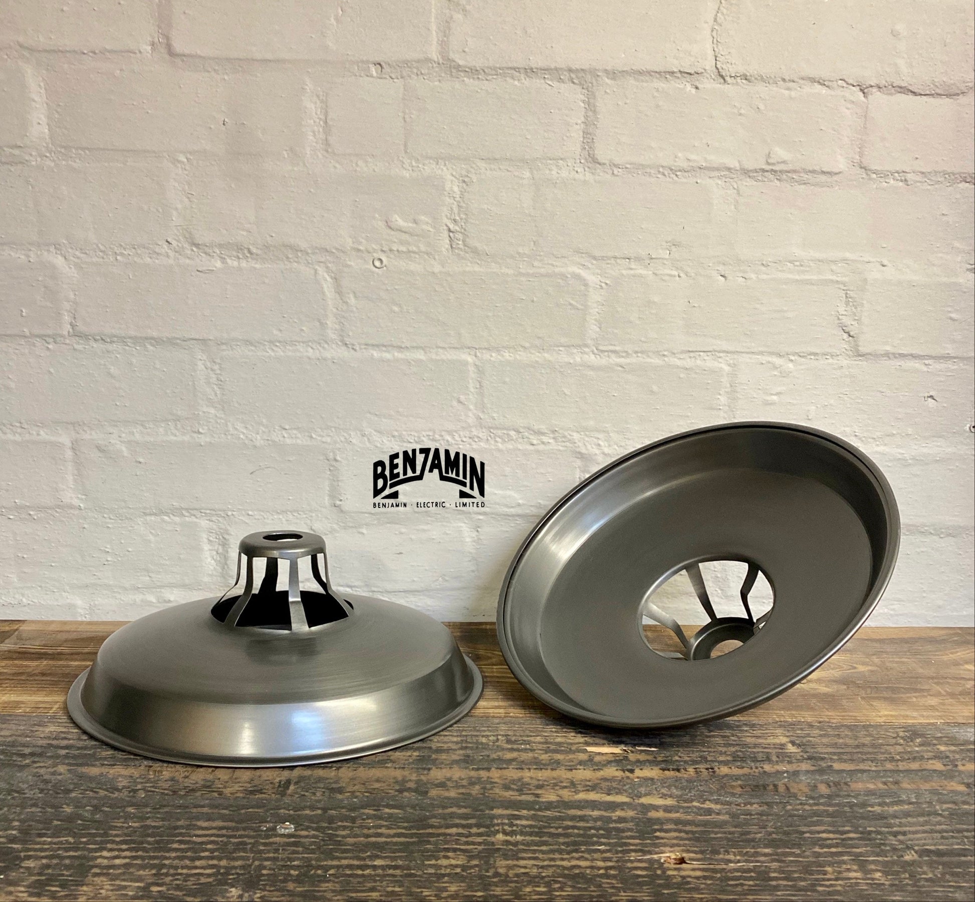 Bramerton ~ Pewter Grey Benflux Industrial Shade 1926 Design Pendant Set Light | Ceiling Dining Room | Kitchen Table | Vintage | 12 Inch