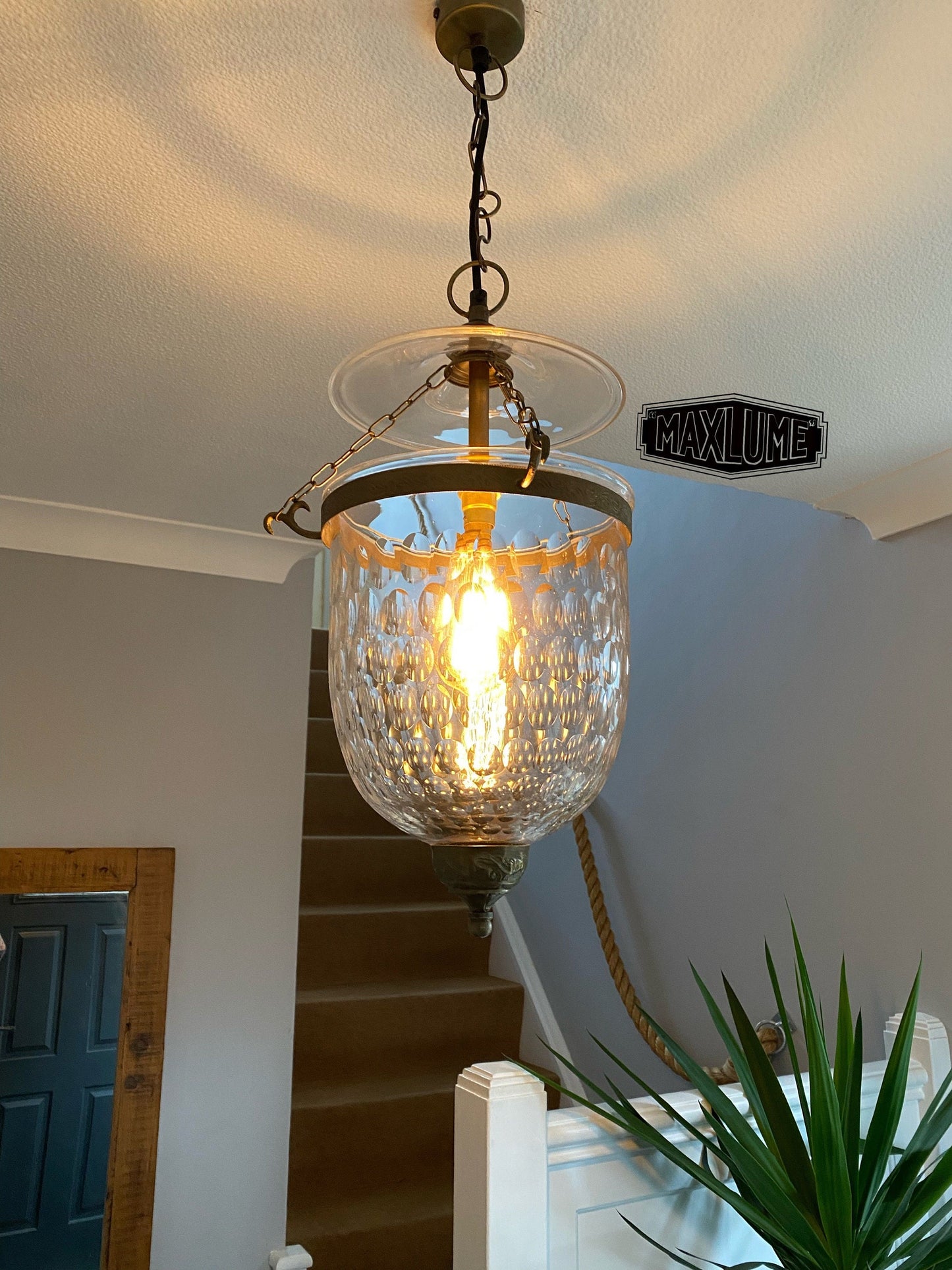 Maxlume ~ Bell Jar Glass Globe Lantern Luxury Chandelier Light ceiling dining room Antique Bronze Georgian Ceiling Pendant