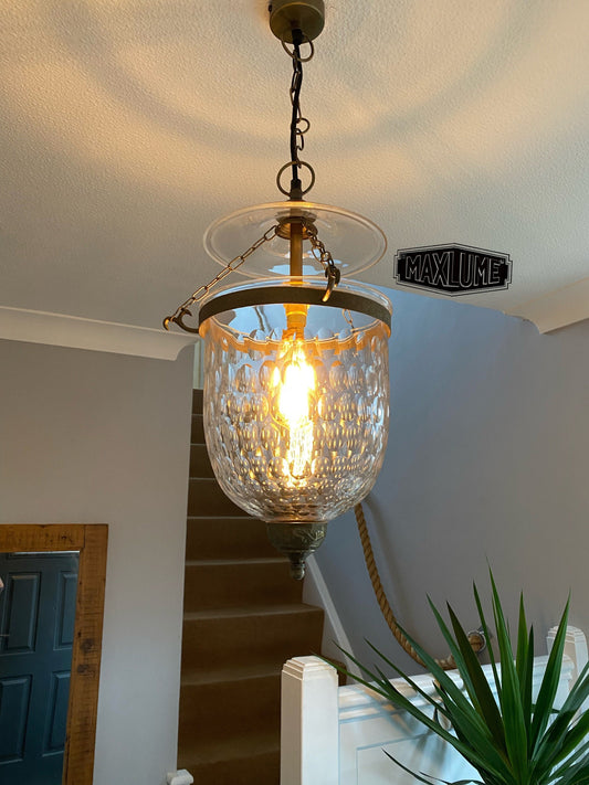 Maxlume ~ Bell Jar Glass Globe Lantern Luxury Chandelier Light ceiling dining room Antique Bronze Georgian Ceiling Pendant