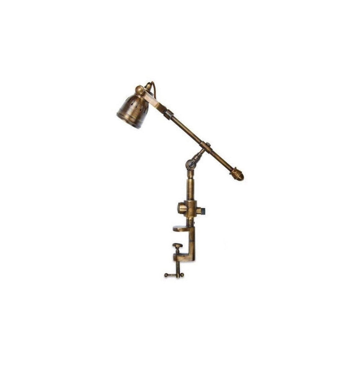 Maxlume ~ Solid Brass Table Clamp Lamp Vintage Style | Fabric Cable | Bedroom | Bedside Reading Light | Retro |