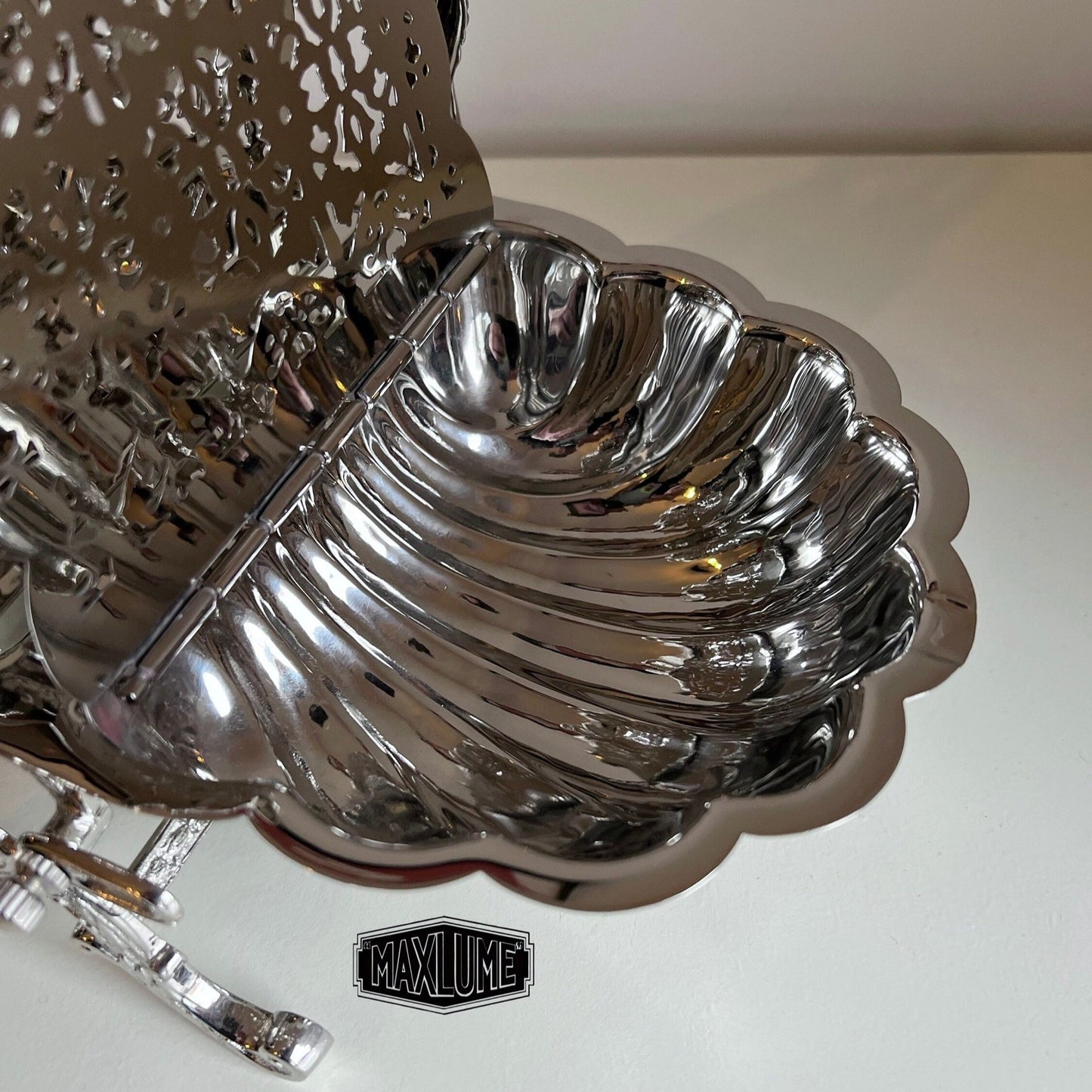 Maxlume ~ Solid Victorian Silver Finish Folding Biscuit Box Sweet Storage Ideal Nickel Plated