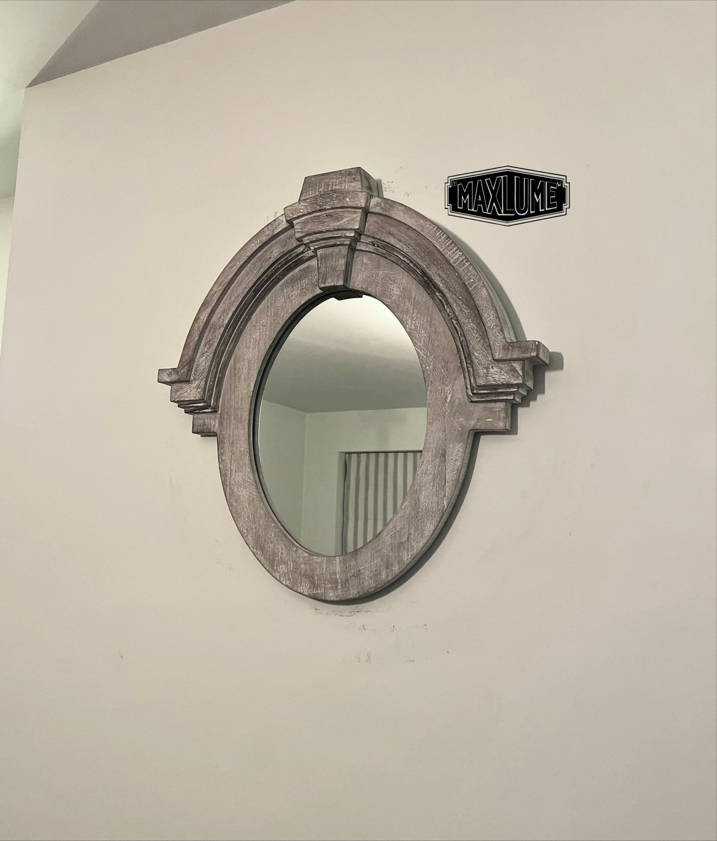 Maxlume ~ Mansard Arched Mirror | Solid White Washed Mango Wood | Christmas Gift Idea