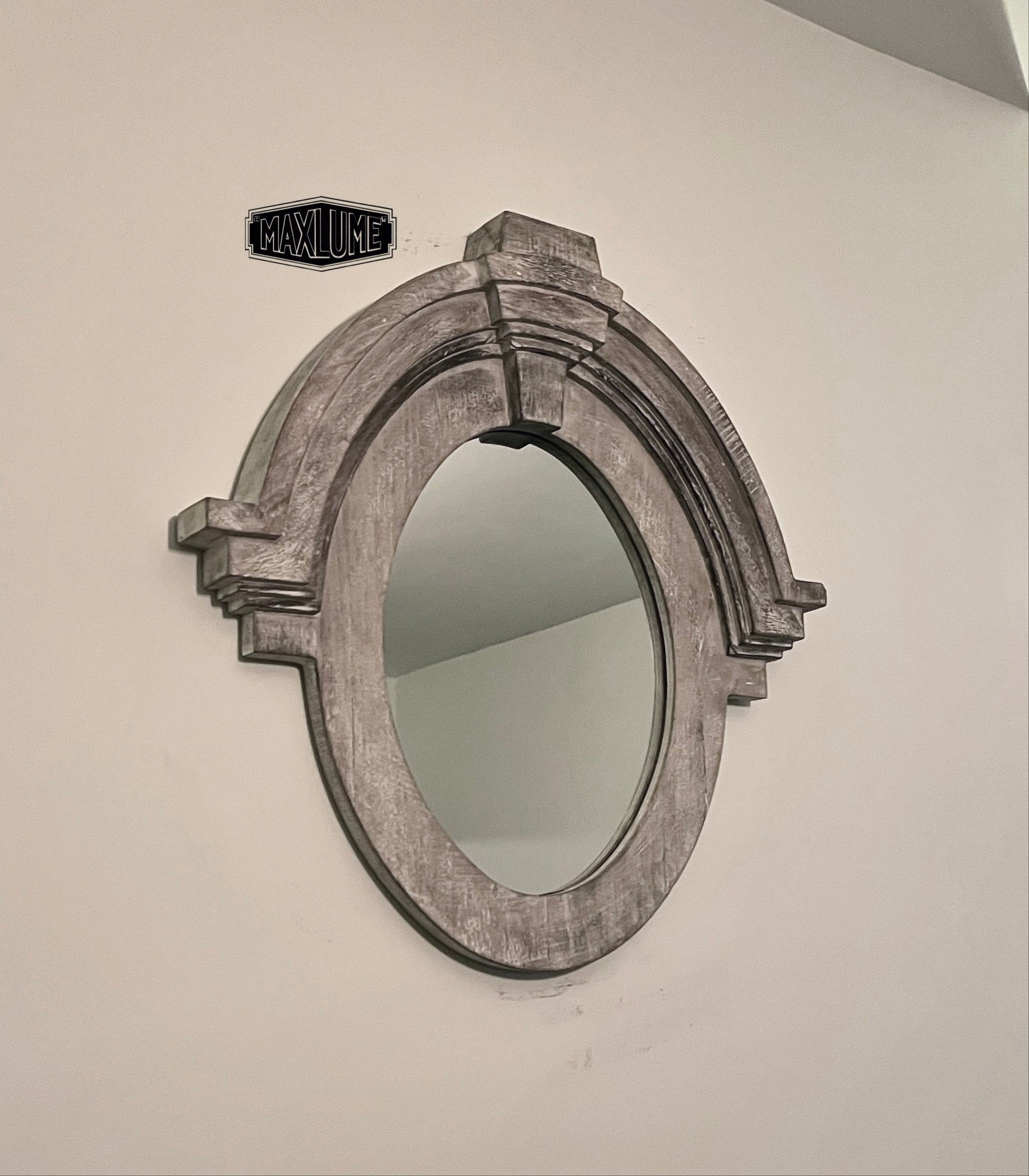 Maxlume ~ Mansard Arched Mirror | Solid White Washed Mango Wood | Christmas Gift Idea