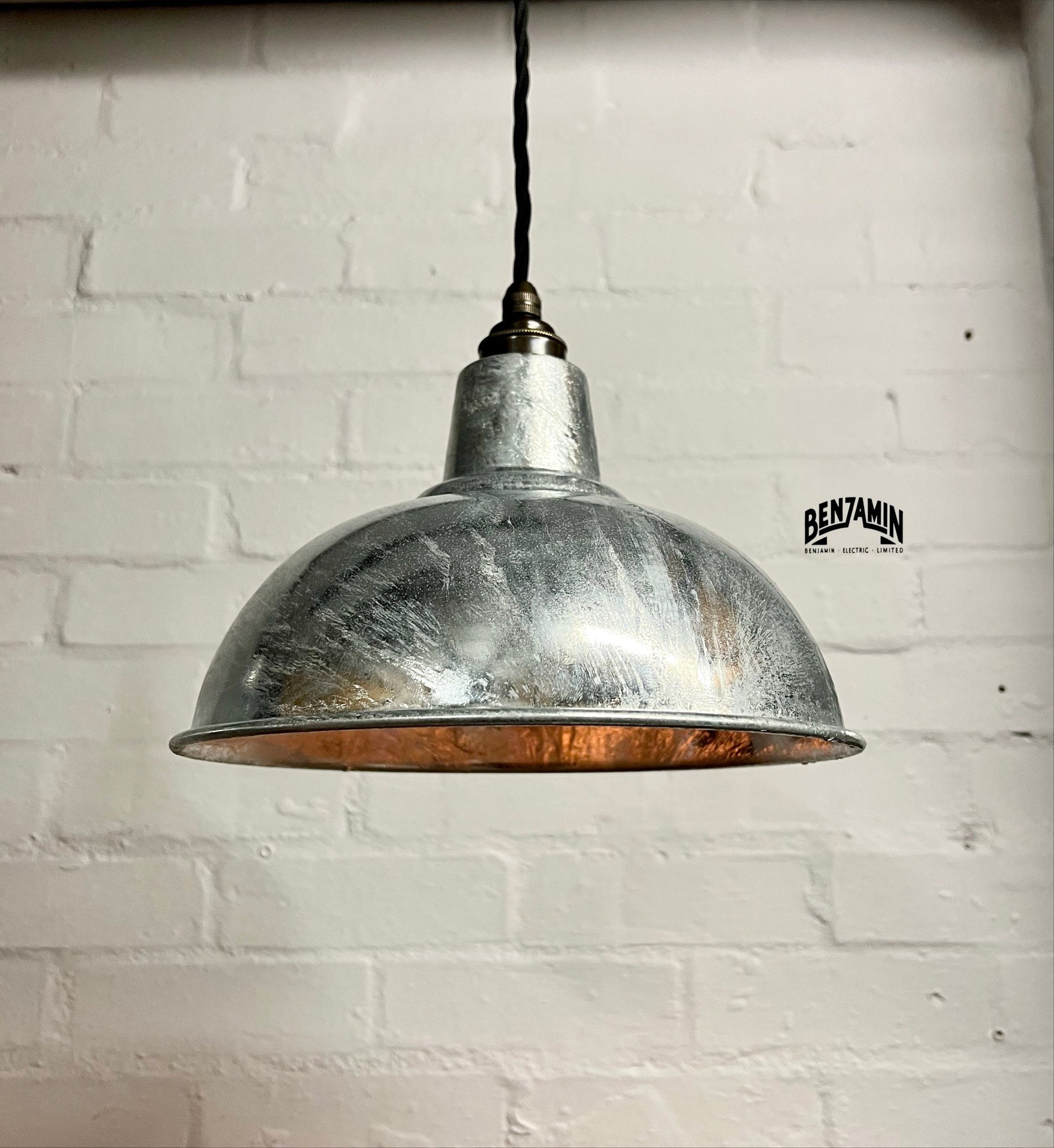 Salthouse ~ 3 x Galvanised Shade Pendant Set Track Light | Dining Room | Kitchen Table | Vintage