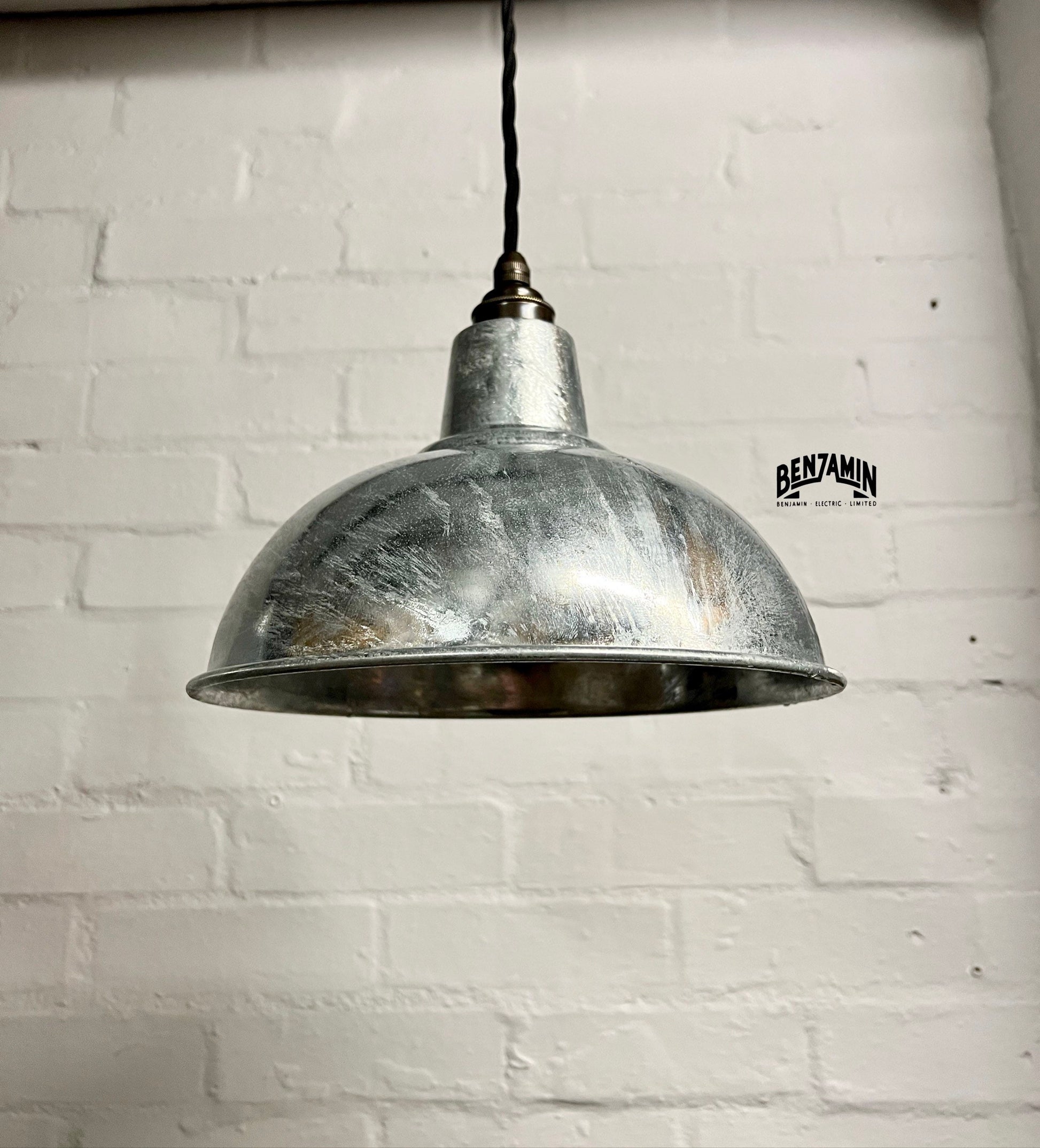 Salthouse ~ 3 x Galvanised Shade Pendant Set Track Light | Dining Room | Kitchen Table | Vintage