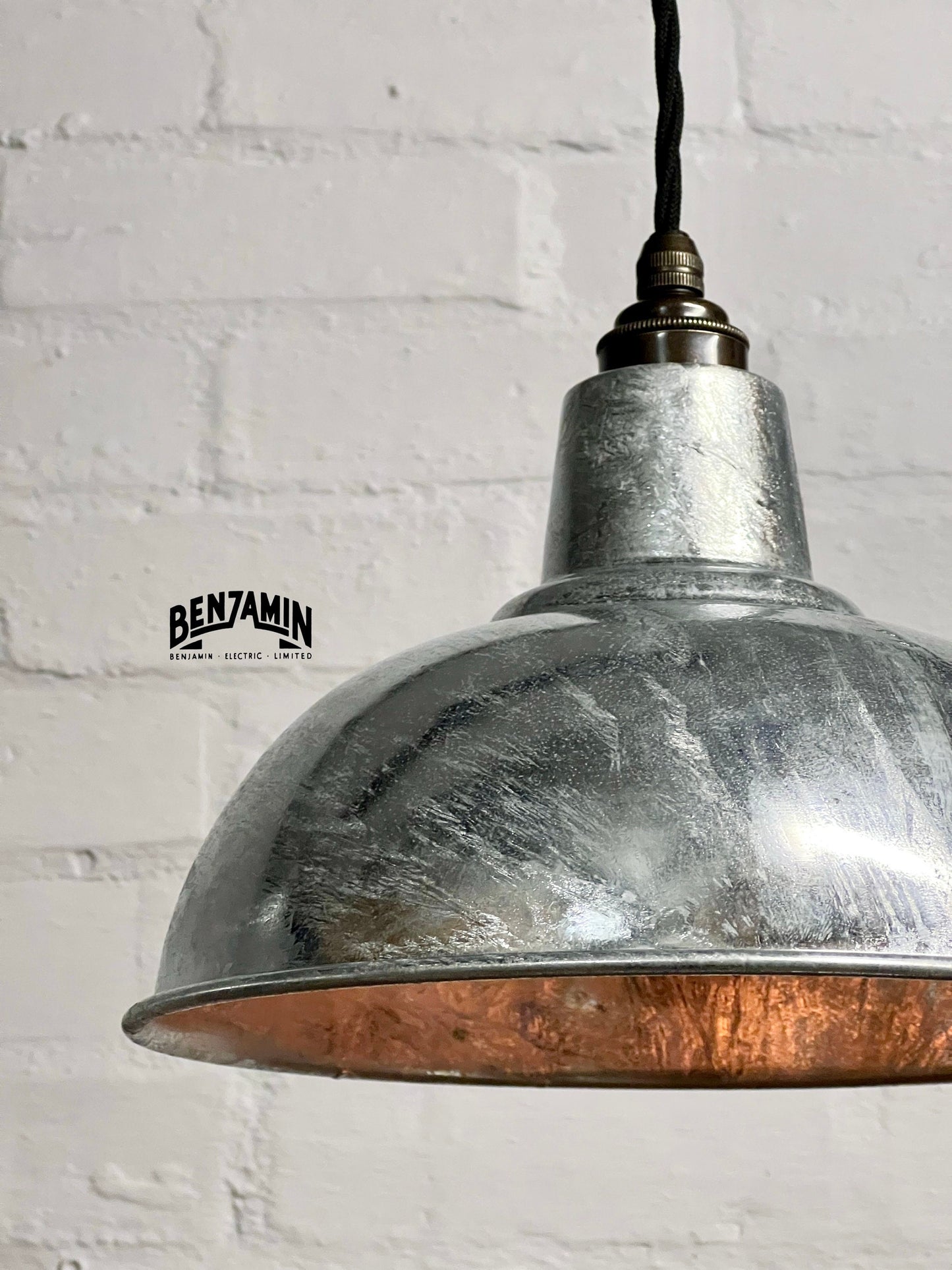 Salthouse ~ 3 x Galvanised Shade Pendant Set Track Light | Dining Room | Kitchen Table | Vintage