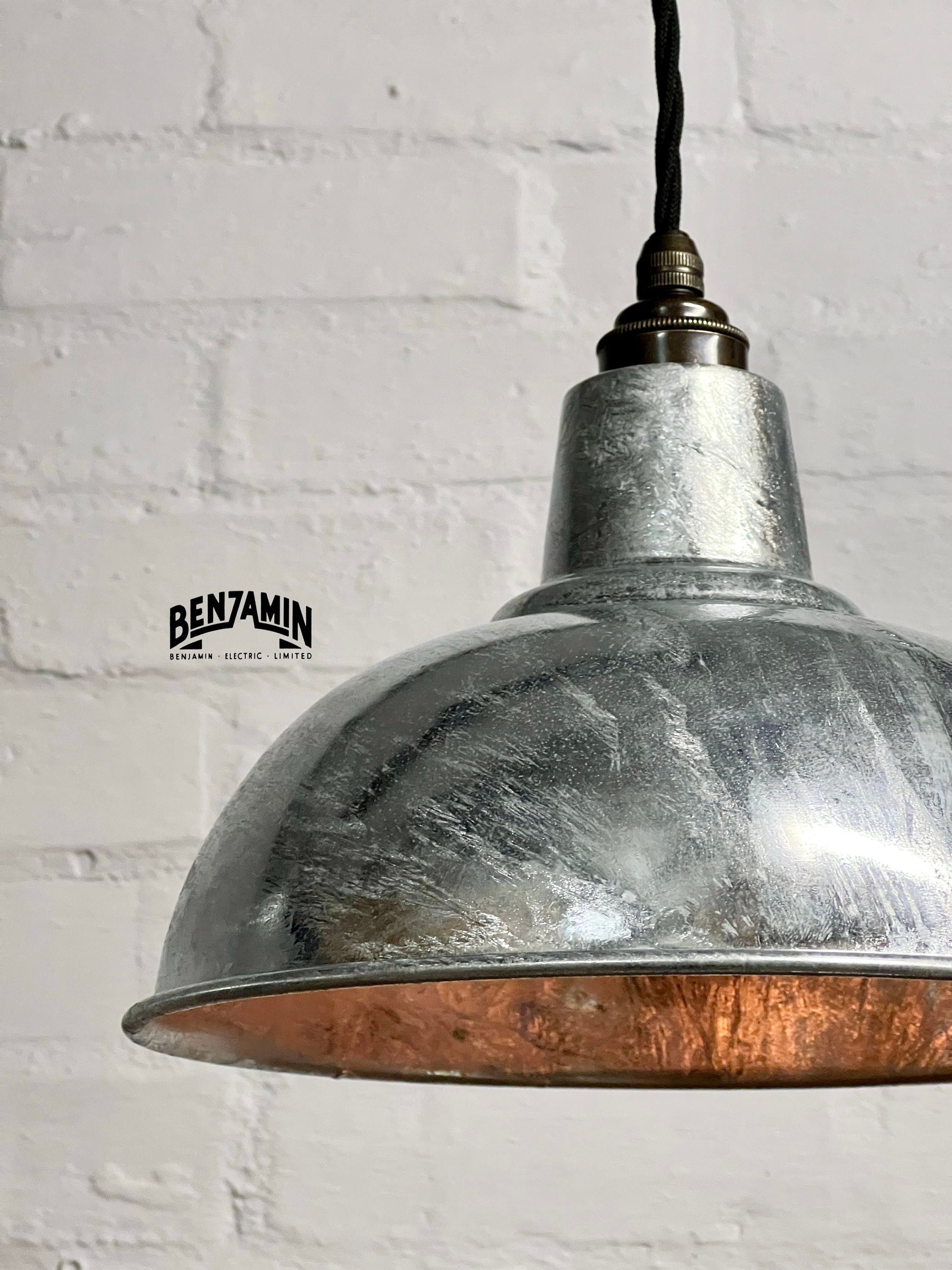 Salthouse ~ 3 x Galvanised Shade Pendant Set Track Light | Dining Room | Kitchen Table | Vintage