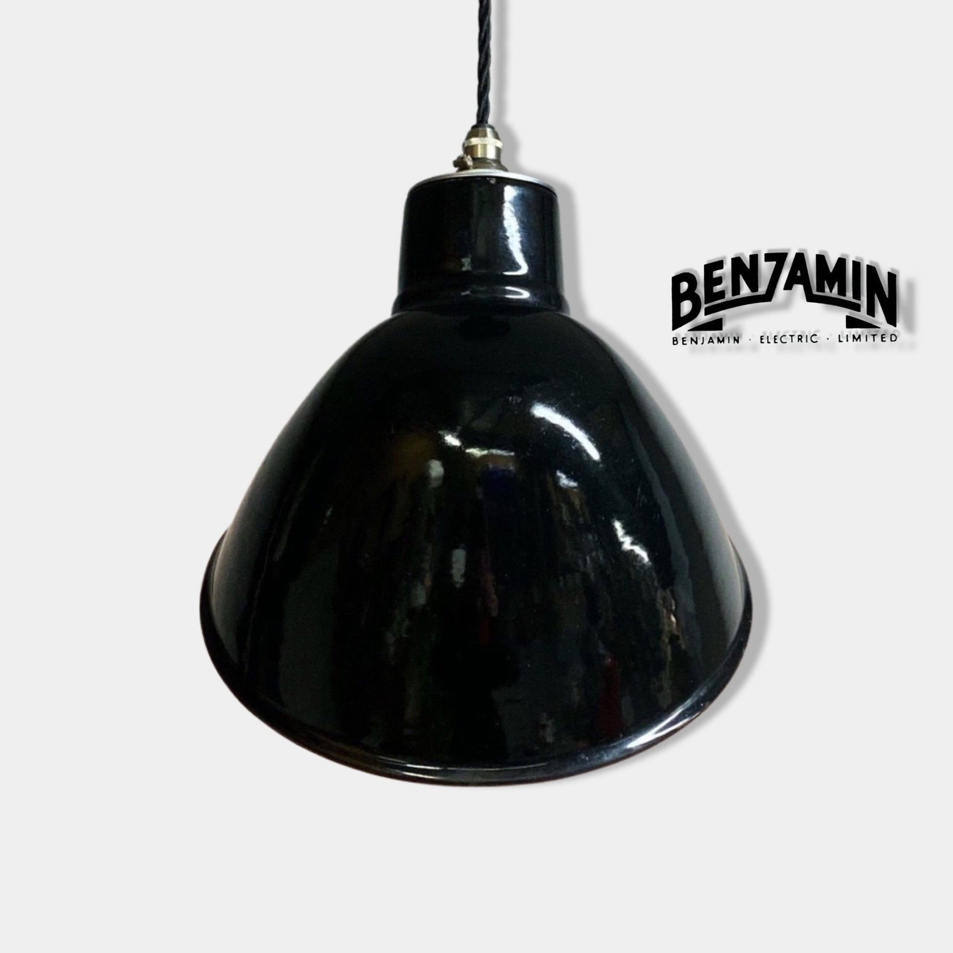 Stratton ~ Midnight Black Parabolic Angled Shade Pendant Set Light | Ceiling Dining Room 1950’s Thorlux Style | Vintage Edison Bulb Lamp