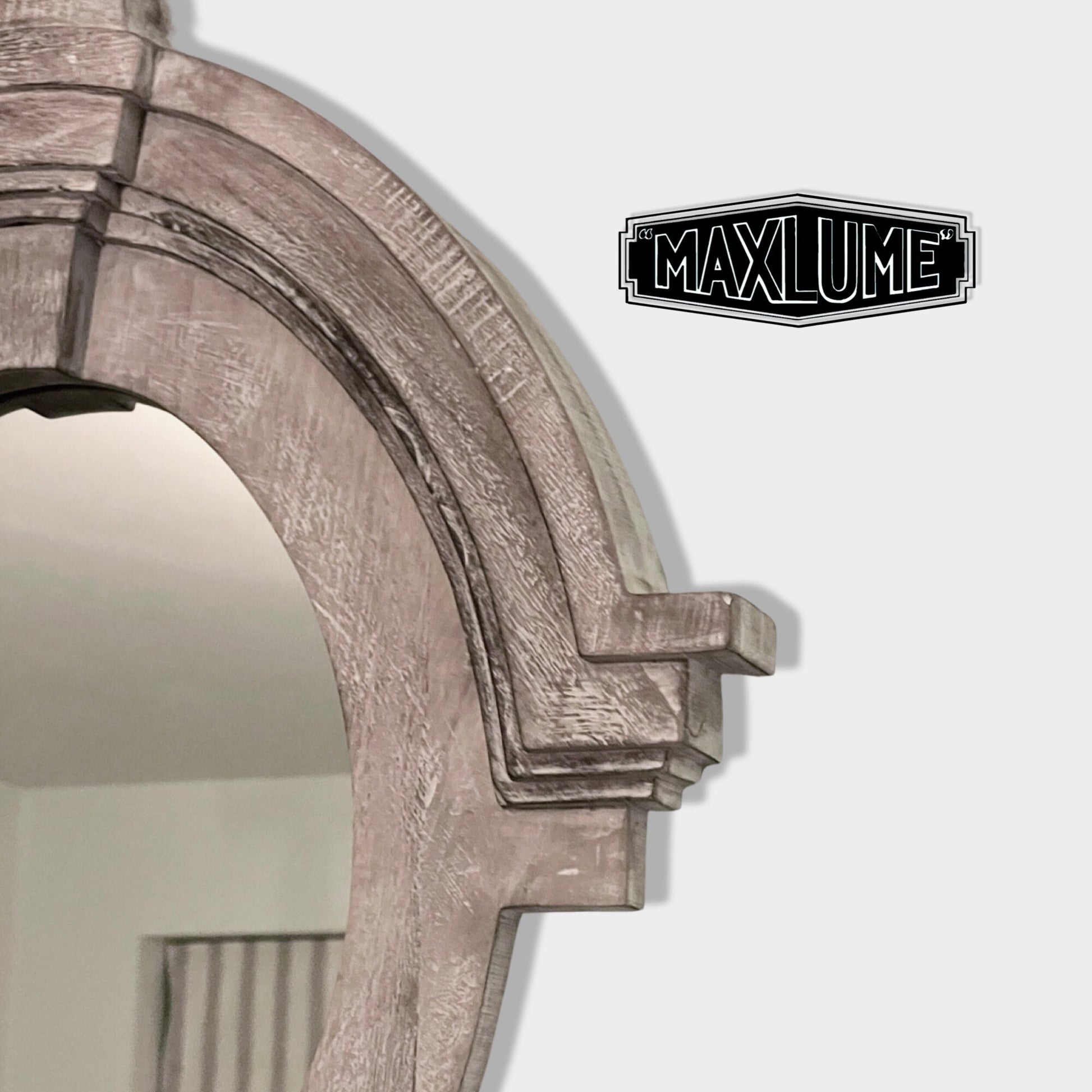 Maxlume ~ Mansard Arched Mirror | Solid White Washed Mango Wood | Christmas Gift Idea