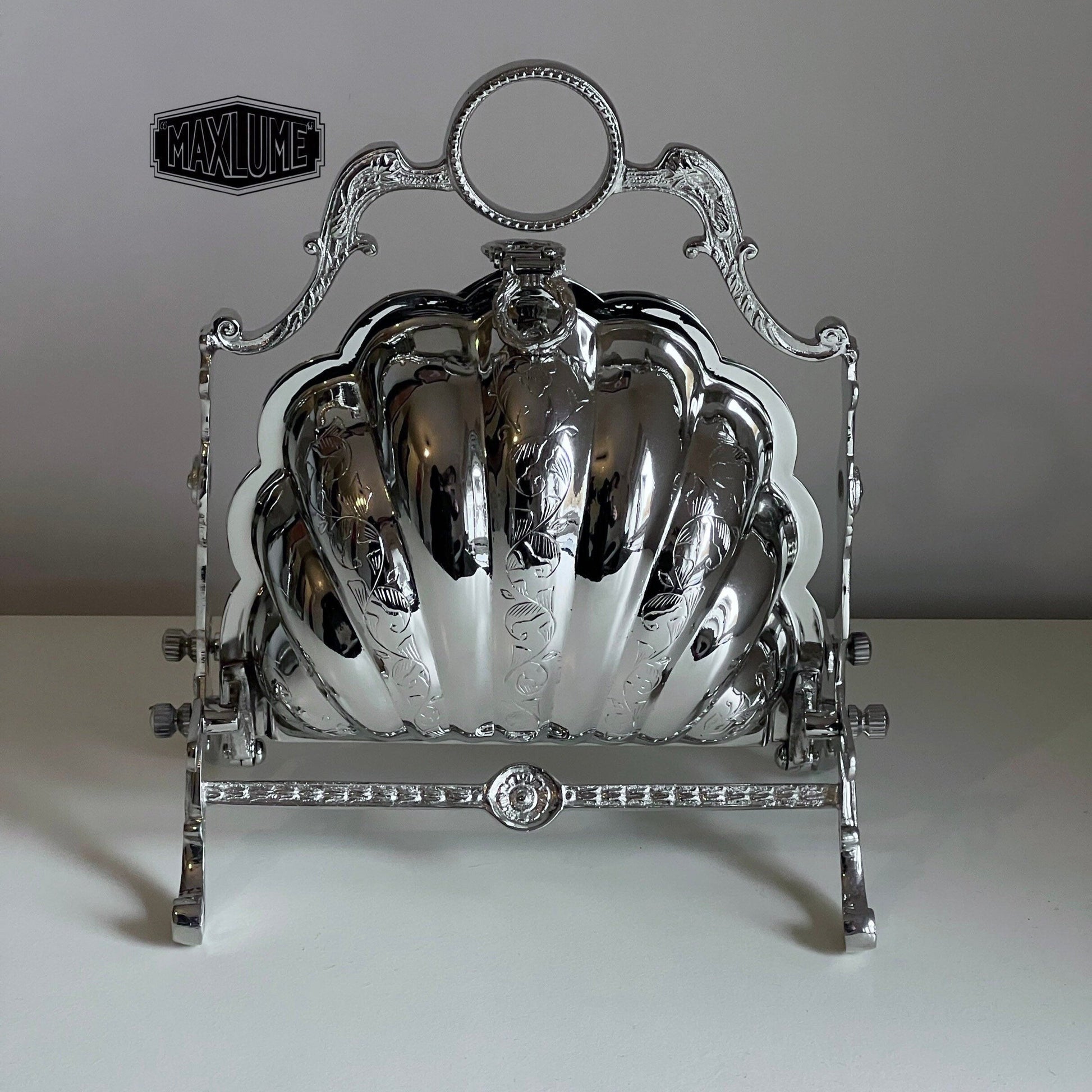 Maxlume ~ Solid Victorian Silver Finish Folding Biscuit Box Sweet Storage Ideal Nickel Plated