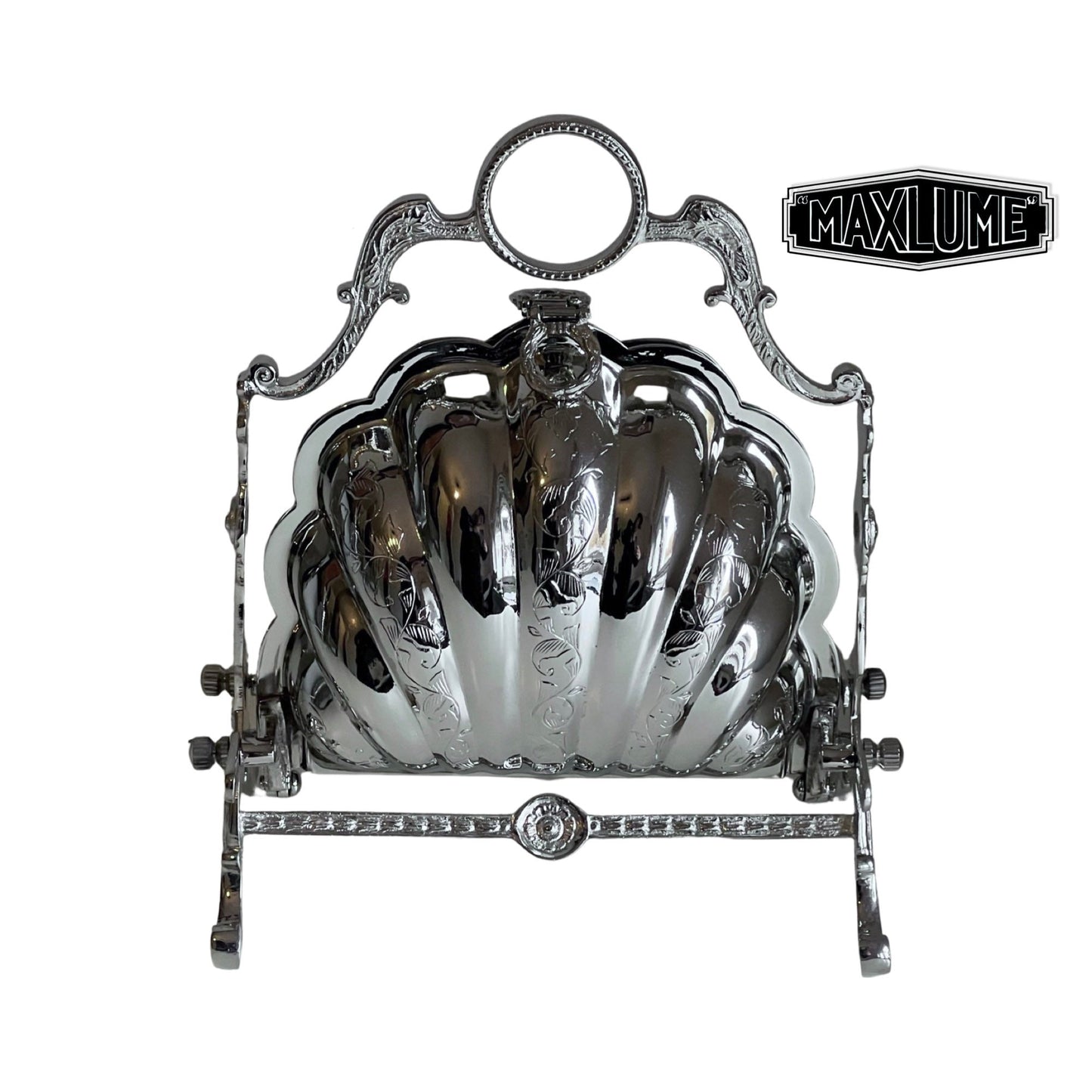 Maxlume ~ Solid Victorian Silver Finish Folding Biscuit Box Sweet Storage Ideal Nickel Plated