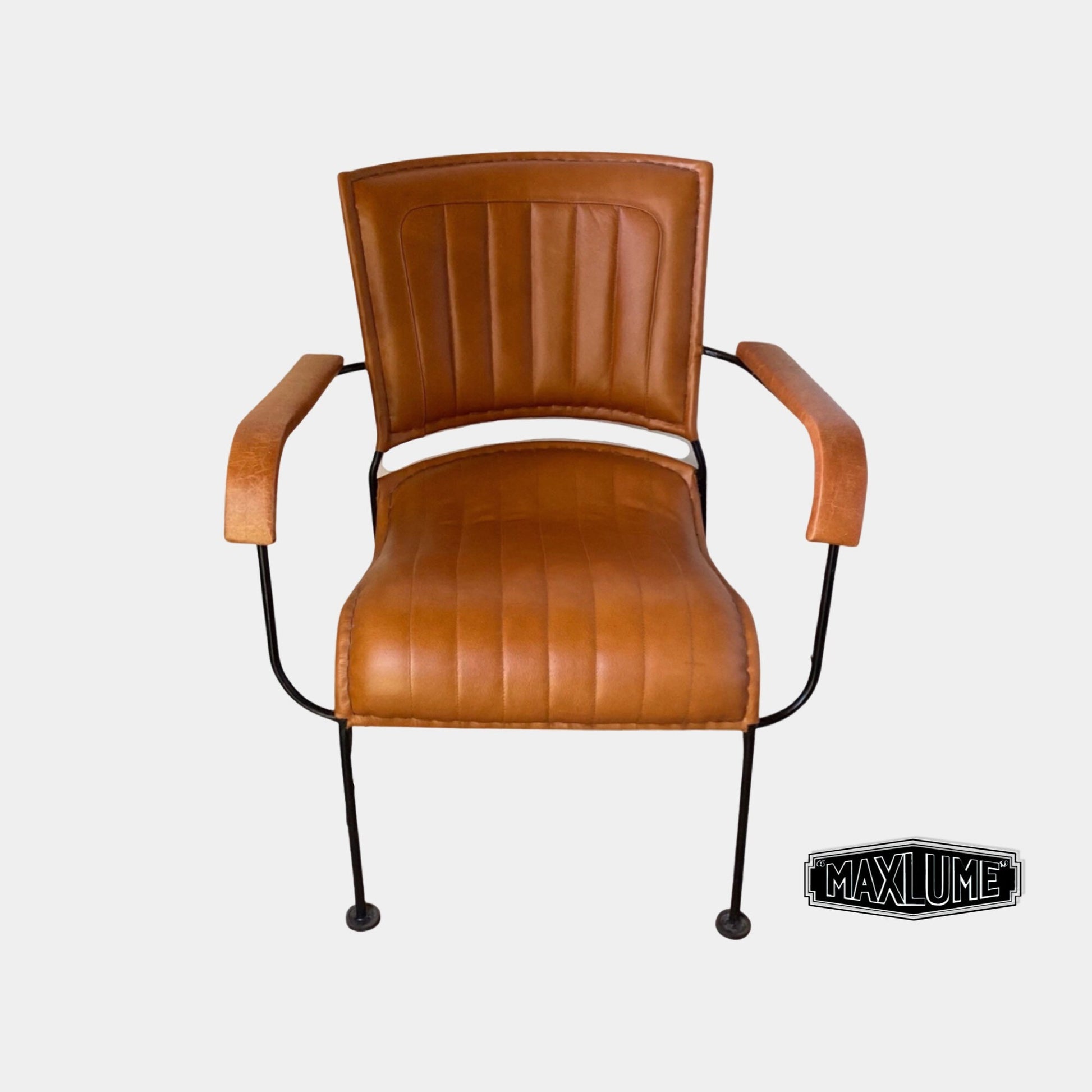 Maxlume ~ Lounger Chair Genuine Leather | Vintage Style | Solid Cast Metal | Floor Standing