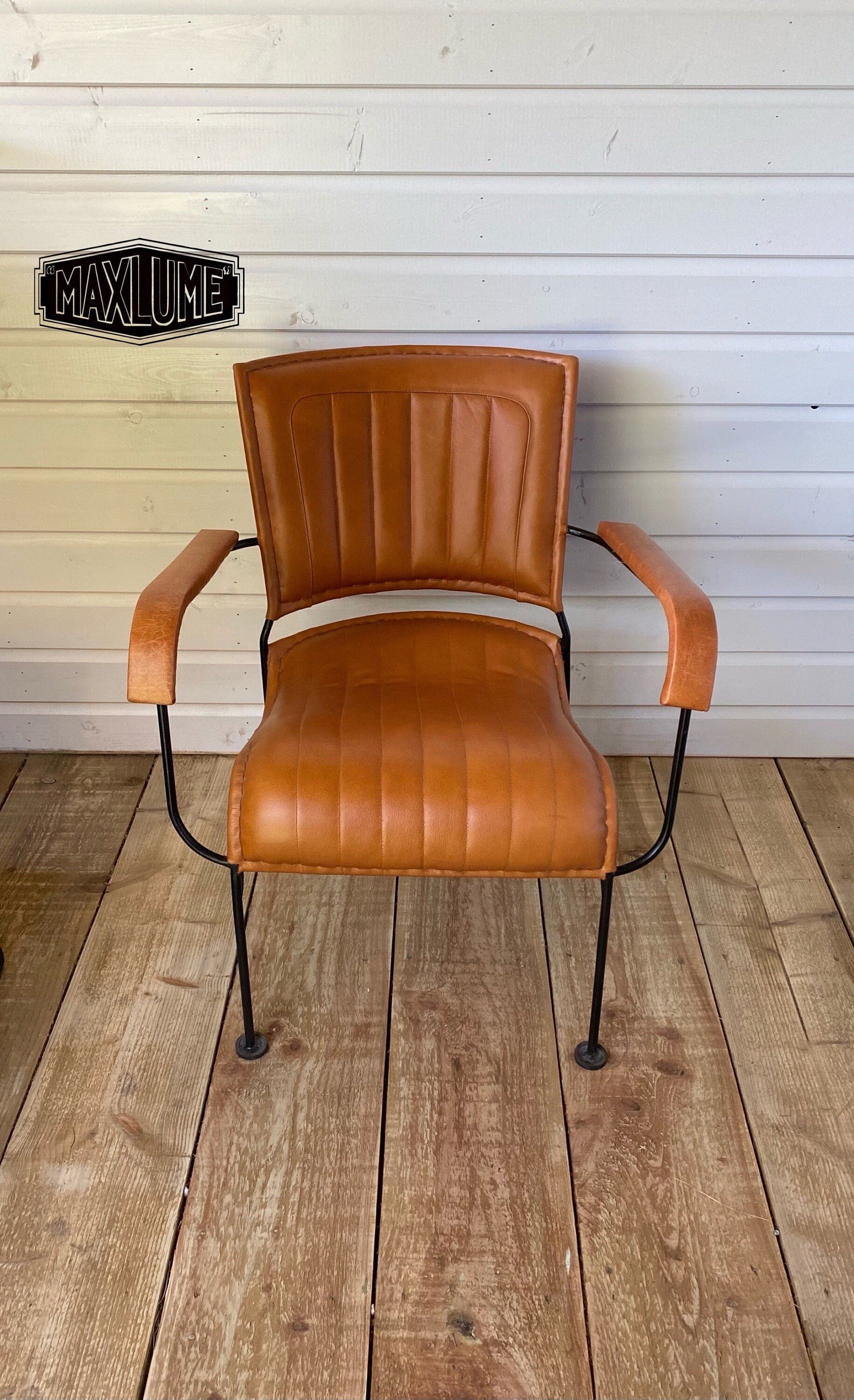 Maxlume ~ Lounger Chair Genuine Leather | Vintage Style | Solid Cast Metal | Floor Standing
